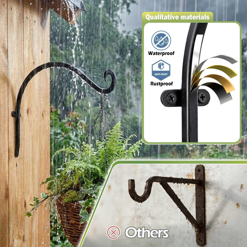 AJART Ceiling Hooks for Hanging Plants: Iron Plant Hanger for Wall Moun (Black 12inch, 12 Inch)