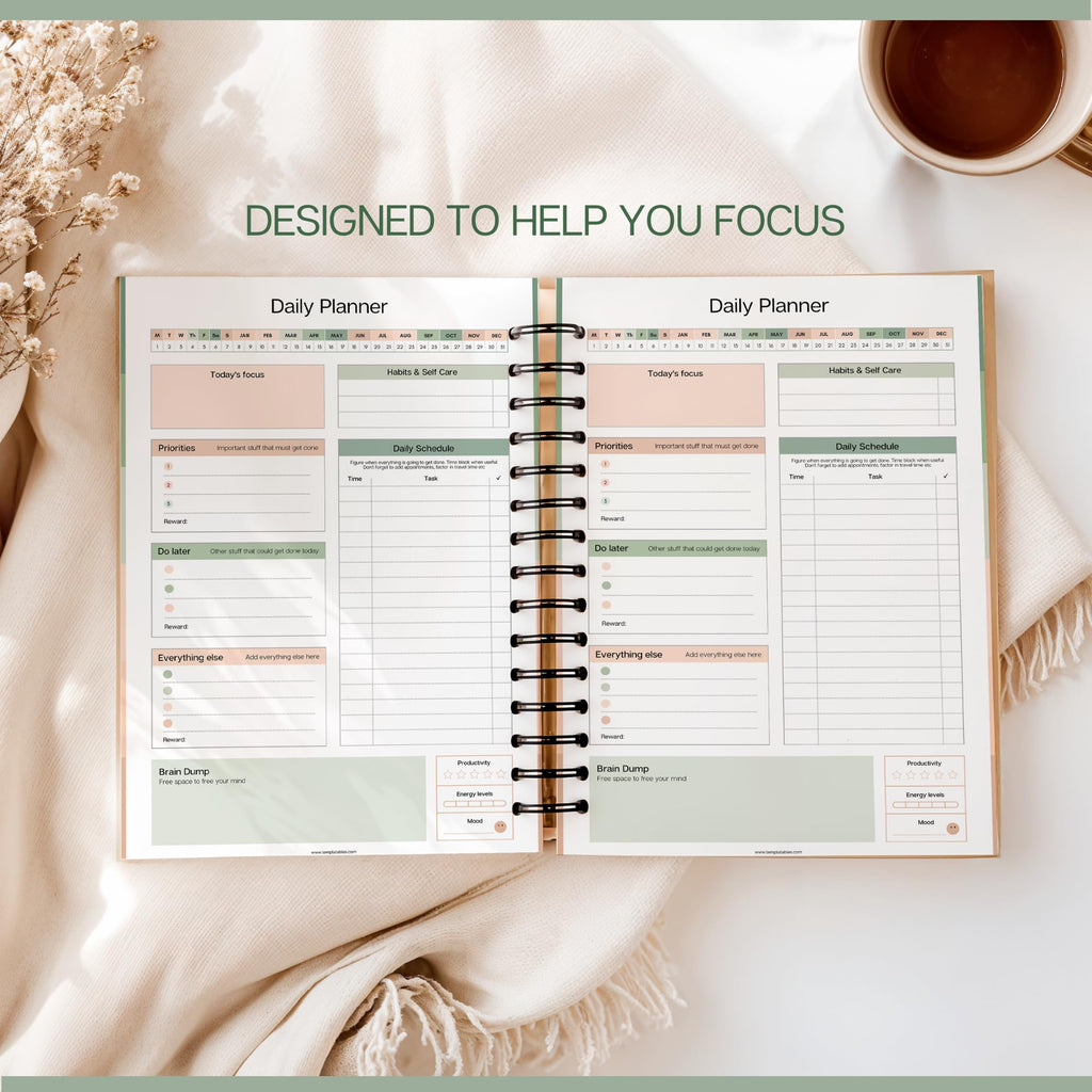 ADHD Daily Planner for Neurodigenic Adults, Daily Productivity Planner and Task Management to Stay Organized and Focused (Green)