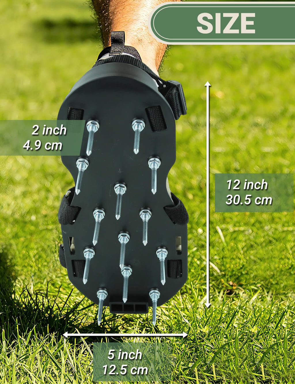 MILLUXXi Lawn Aerator Shoes with Hook & Loop Straps for Effectively Aerating Lawn Soil, Free-Installation Heavy Duty Spiked Sandals Shoes for Yard Patio Garden, One Size Fits All