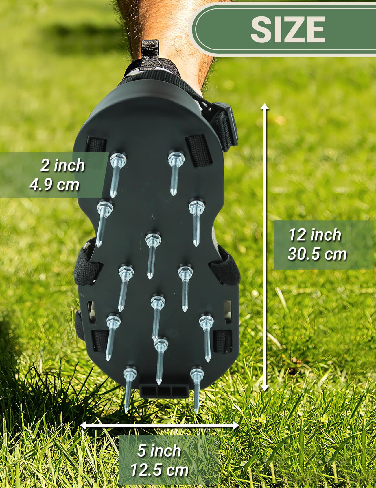 MILLUXXi Lawn Aerator Shoes with Hook & Loop Straps for Effectively Aerating Lawn Soil, Free-Installation Heavy Duty Spiked Sandals Shoes for Yard Patio Garden, One Size Fits All