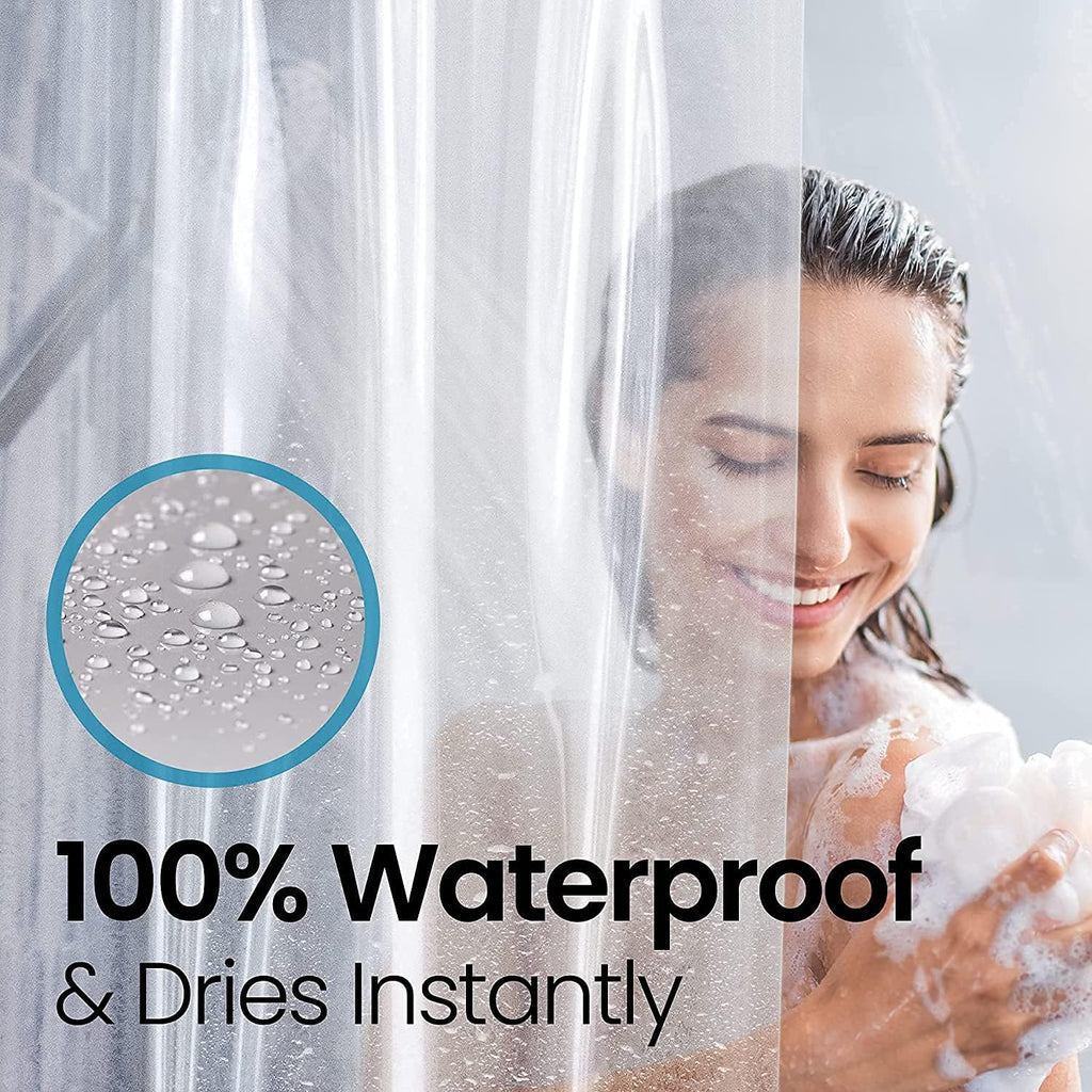 LiBa Bathroom Shower Curtain - Waterproof Plastic Shower Curtain Premium PEVA Non-Toxic with Rust Proof Grommets 10G Heavy Duty Bathroom Accessories 72x72