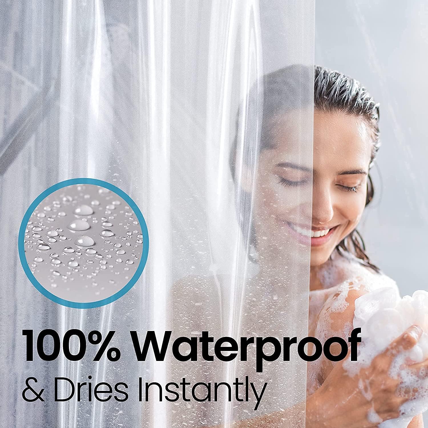 LiBa Bathroom Shower Curtain - Waterproof Plastic Shower Curtain Premium PEVA Non-Toxic with Rust Proof Grommets 10G Heavy Duty Bathroom Accessories 72x72