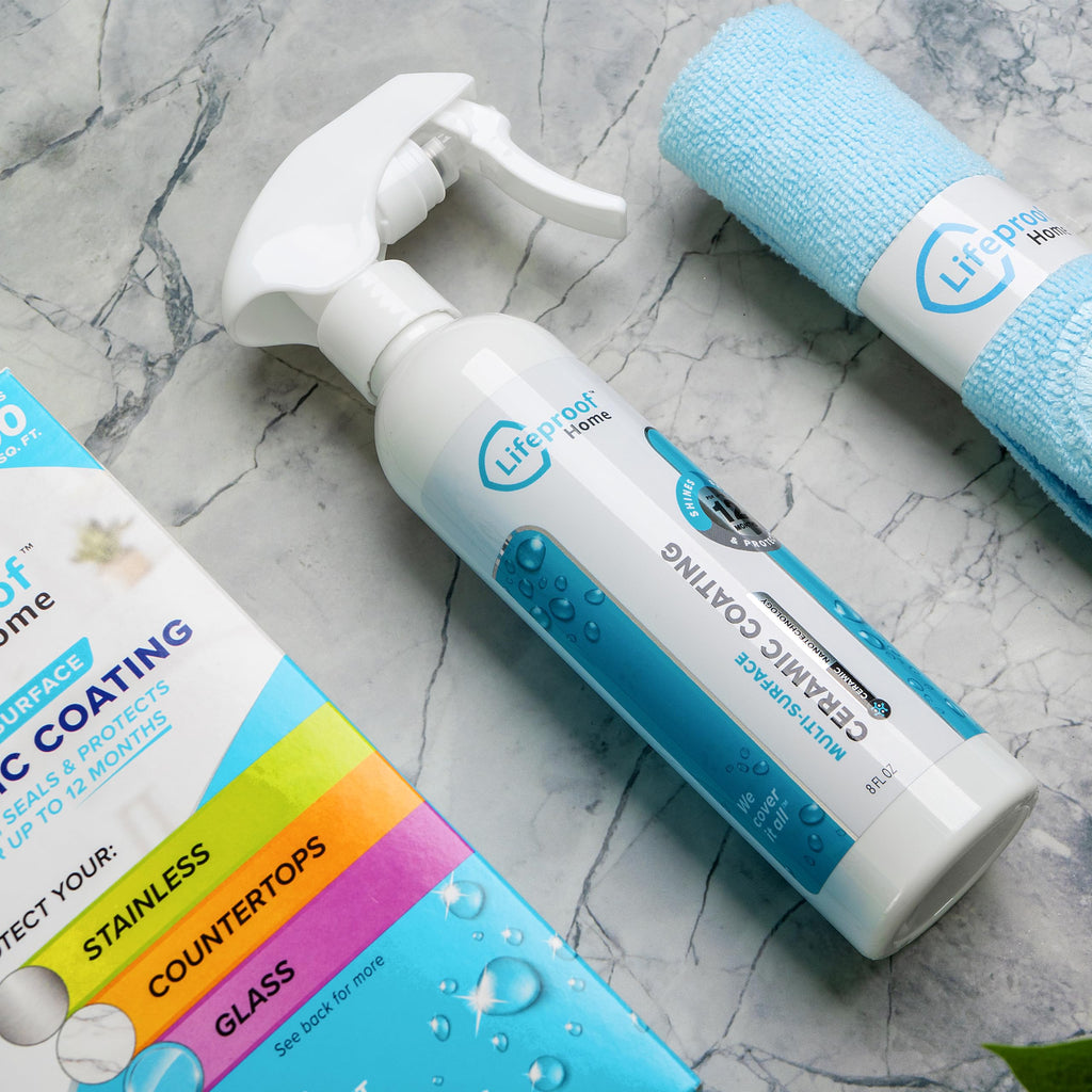 Lifeproof Home Ceramic Coating Spray Kit - Shine, Seal, & Protect Stainless Steel, Appliances, Countertops, Glass & More Kitchen + Bath Surfaces - Repels Stains, Grime, Fingerprints, Liquids & More!