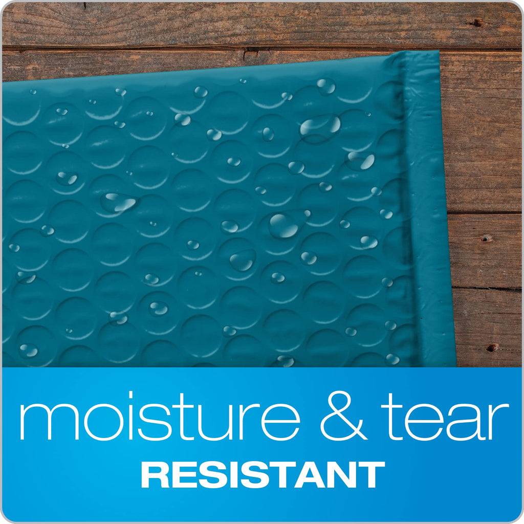 Quality Park Bubble Mailers, 6 x 9 Shipping Envelopes, Water Resistant Blue Poly Padded Envelopes, Redi-Strip Peel Off Closure, 50 Per Box (QUA85862)