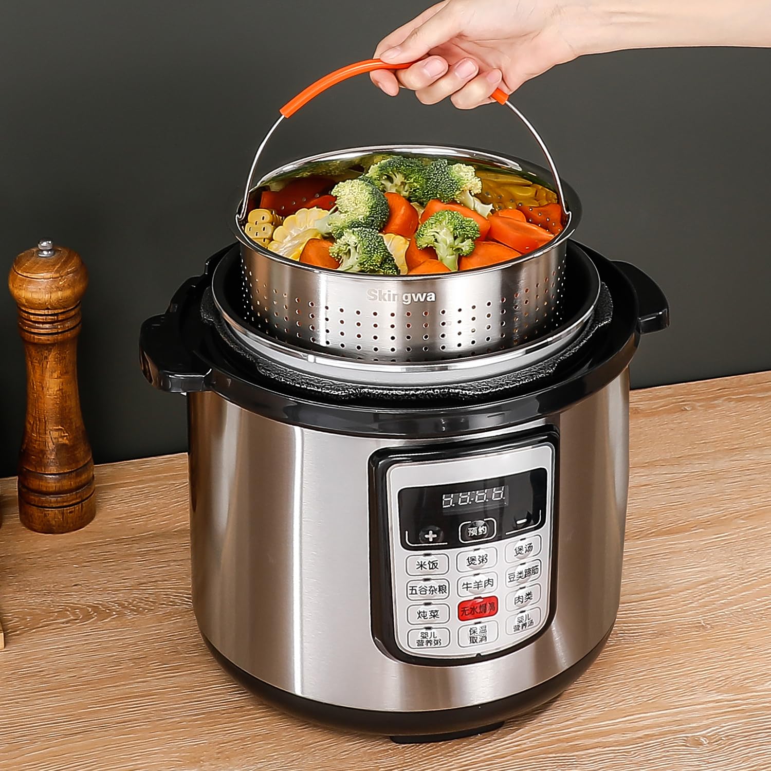Steamer Basket for Instant Pot, Vegetable Strainer Colander Basket Stainless Steel Steamer Insert for Pots