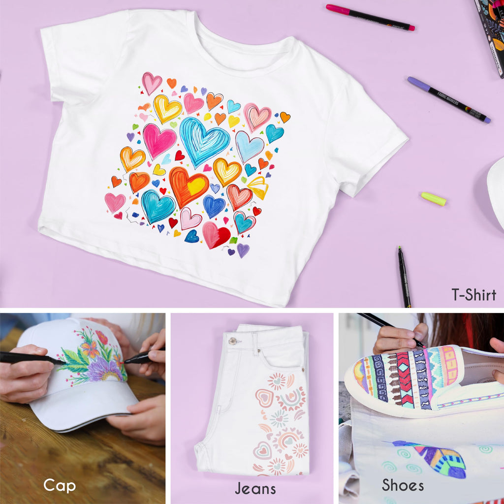 Zenacolor 40 Fabric Markers Permanent for Clothes - Non Toxic and Indelible Fabric Paint Pen