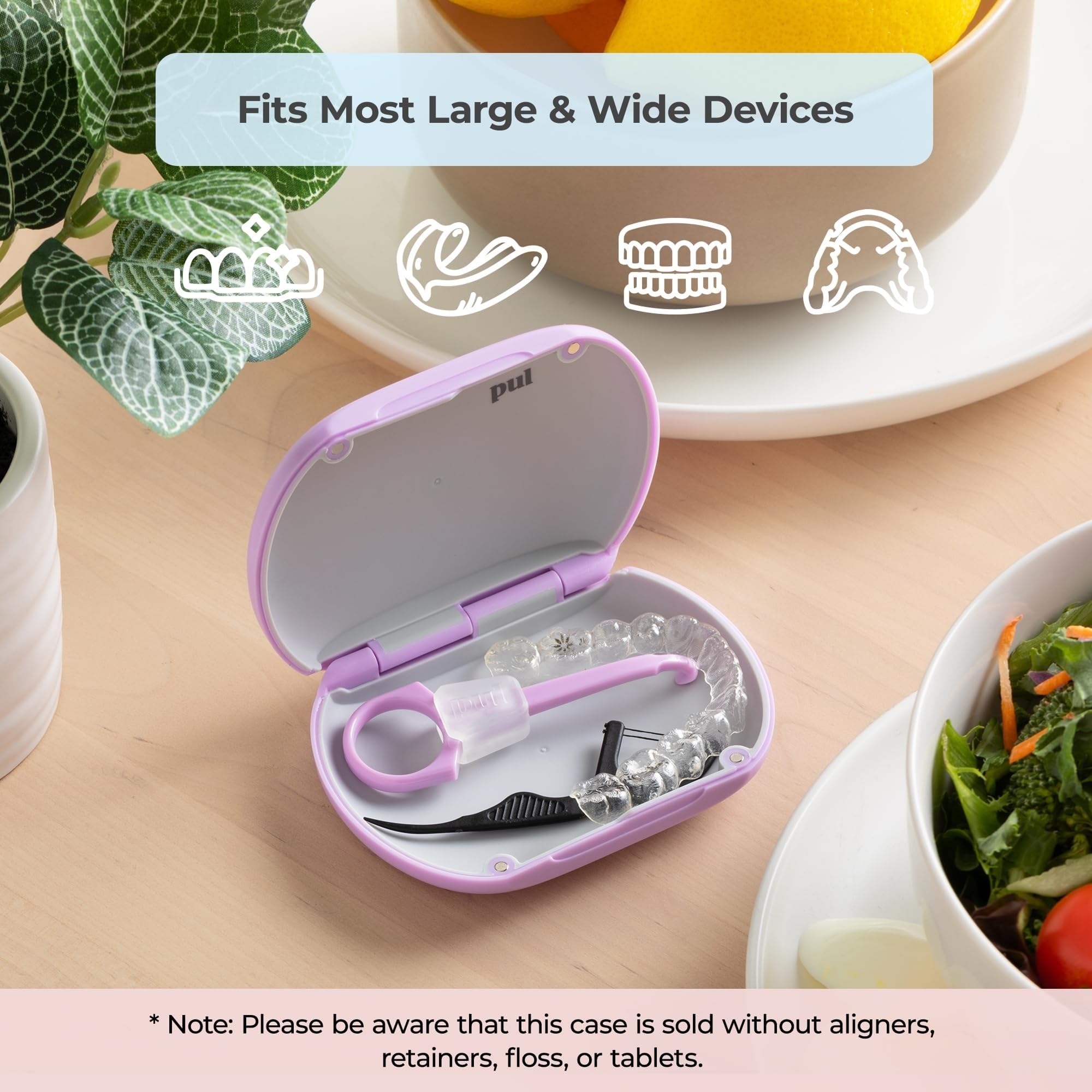 Clear Case for PUL Aligners and Retention Devices - Purple | Vented Compact Dental Storage Box for Invisalign and Retainers | BPA Free and Travel Friendly Design