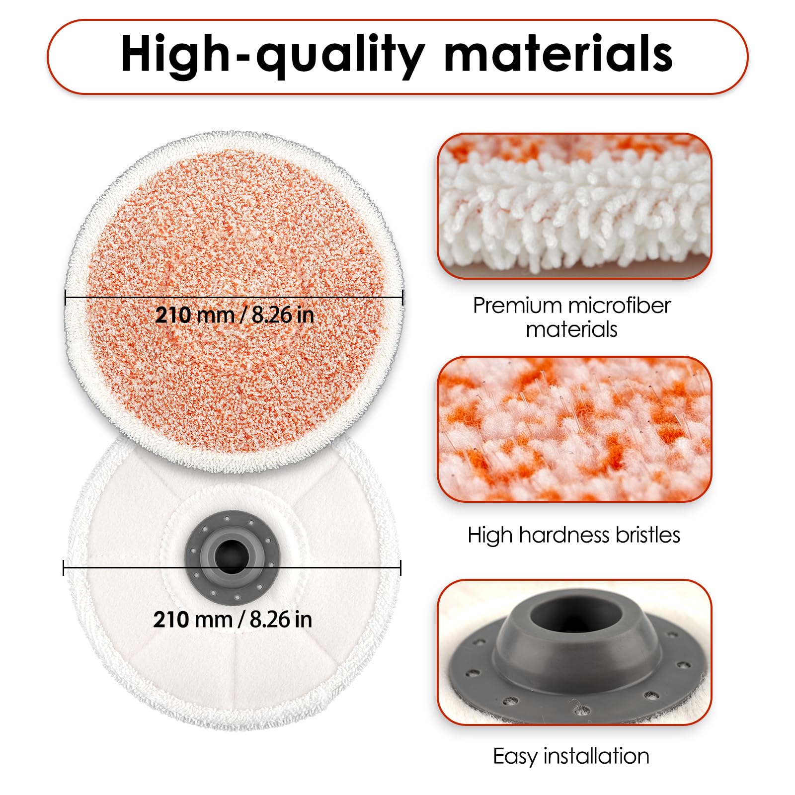 (12 Pack) 3897A Replacement Mop Pads for Bissell SpinWave SmartSteam Scrubbing Steam Mop 3897A 3712C 3712W, Spinning Scrubbing Mop Pads, Heavy Duty Scrubby Mop Pad, Orange Pads 6 Sets