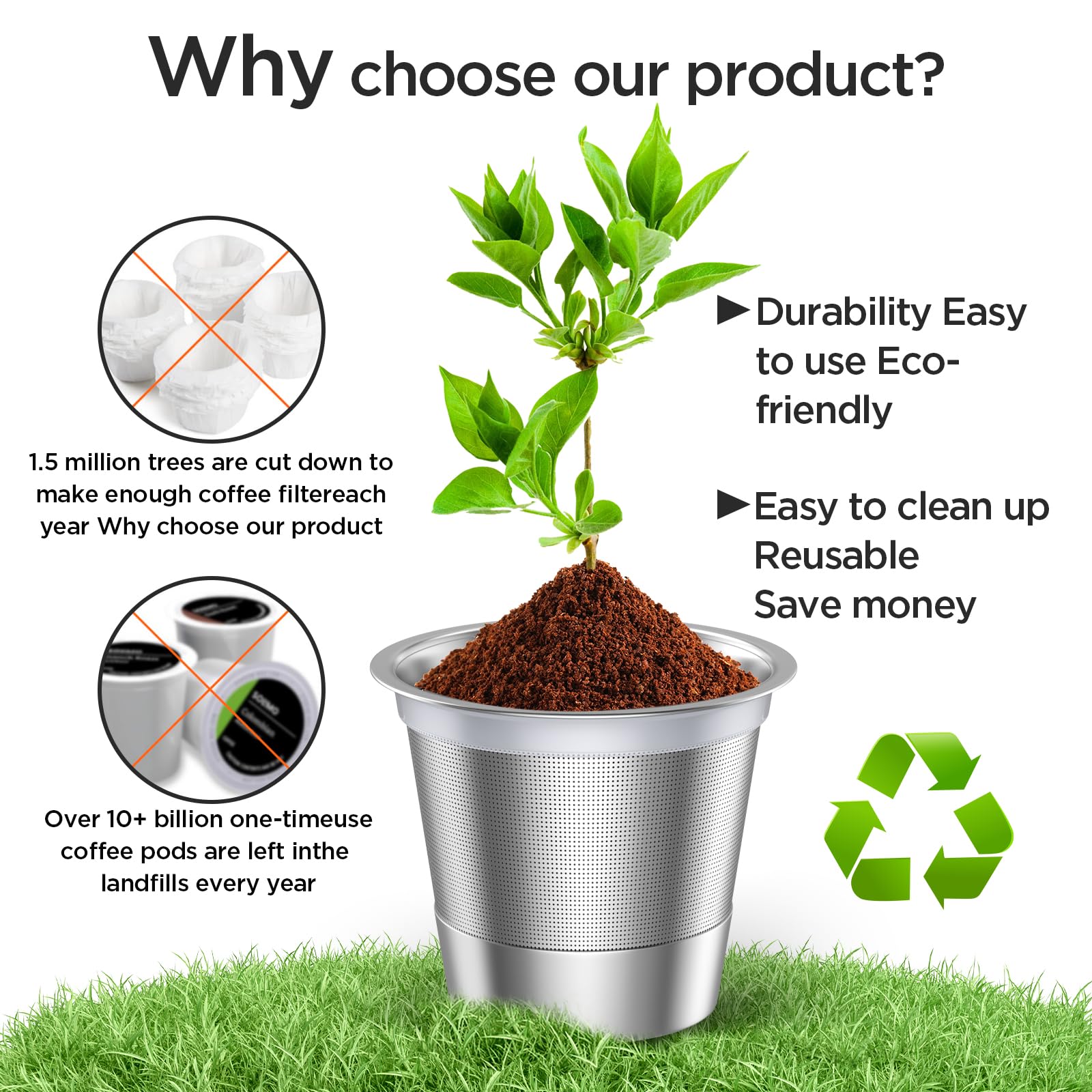 Reusable k Cups for keurig 2.0 1.0,Universal stainless steel Refillable k Cups Filter Use for Keurig all most of coffee Makers brewers(4pack)…