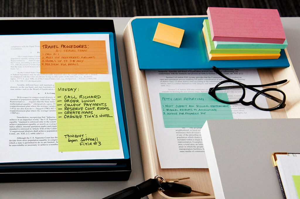 Post-it Notes Original Lined Sticky Notes, 3" x 5", 5 Pads, 100 Sheets/Pad, Jaipur Colours