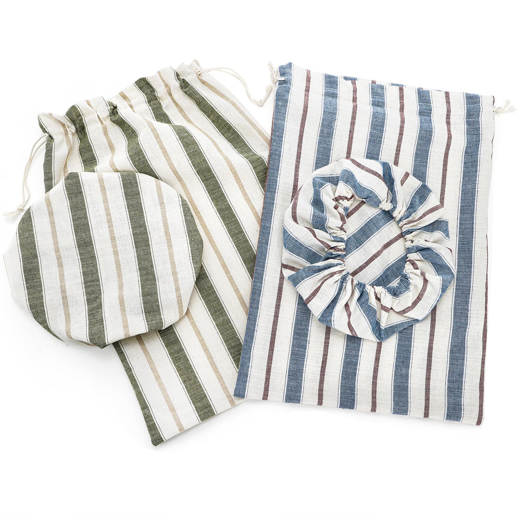 Elsjoy Set of 2 Linen Bread Bags with Bowl Covers, 18 x 12 Inch Reusable Linen Bread Storage Bag for Homemade Bread, Large Sourdough Bag with Plastic Lining for Loaf, Artisan Bread