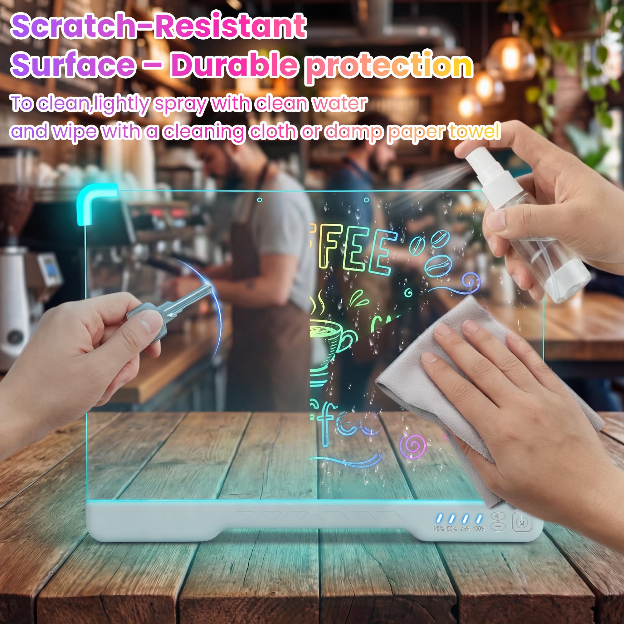Rechargeable LED Drawing Board, 16-Inch Acrylic Dry Erase Board, Supports 7 Colors and 4 Modes, Includes 7 Pens and Tracing Book, Glow Doodle Message Pad, Night Writing Note Board with Soft Cloth