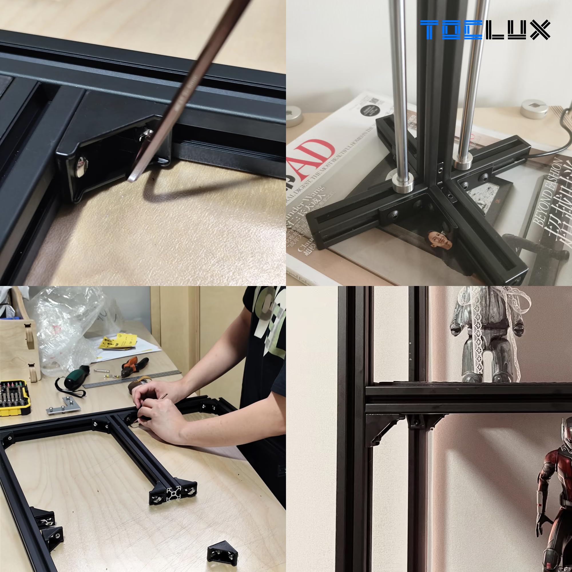 200pcs 2020 Series M5 T Nut and Black Screw Kit – Sliding & Drop-in T-Nuts, M5x8 & 10mm Black Screws, Washers, Hex Wrench – for 6mm T-Slot Aluminum Extrusion Accessories Extruded Aluminum Hardware