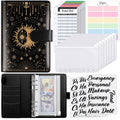 SKYDUE A6 Budget Binder with 8pcs Zipper Envelopes, Money Organizer for Cash with 12pcs Expense Budget Sheets & 24 Blak Sticky Labels, Budget Book with Cash Envelopes (Golden Black)