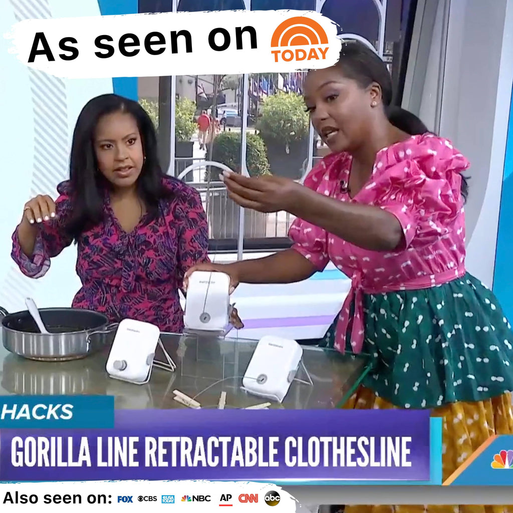 GorillaLine - Retractable Clothesline Indoor Outdoor Clothes Line - Heavy Duty Clothes Drying Laundry Line - Wall Mounted Drying Rack - Air Dry Clothing