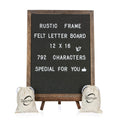 Felt Letter Board with Rustic Vintage Frame and Stand 12x16 inch, Grey Changeable Letter and Message Board Includes 792 Letters, Numbers and Symbols, Hook to Hang, 2 Canvas Bags