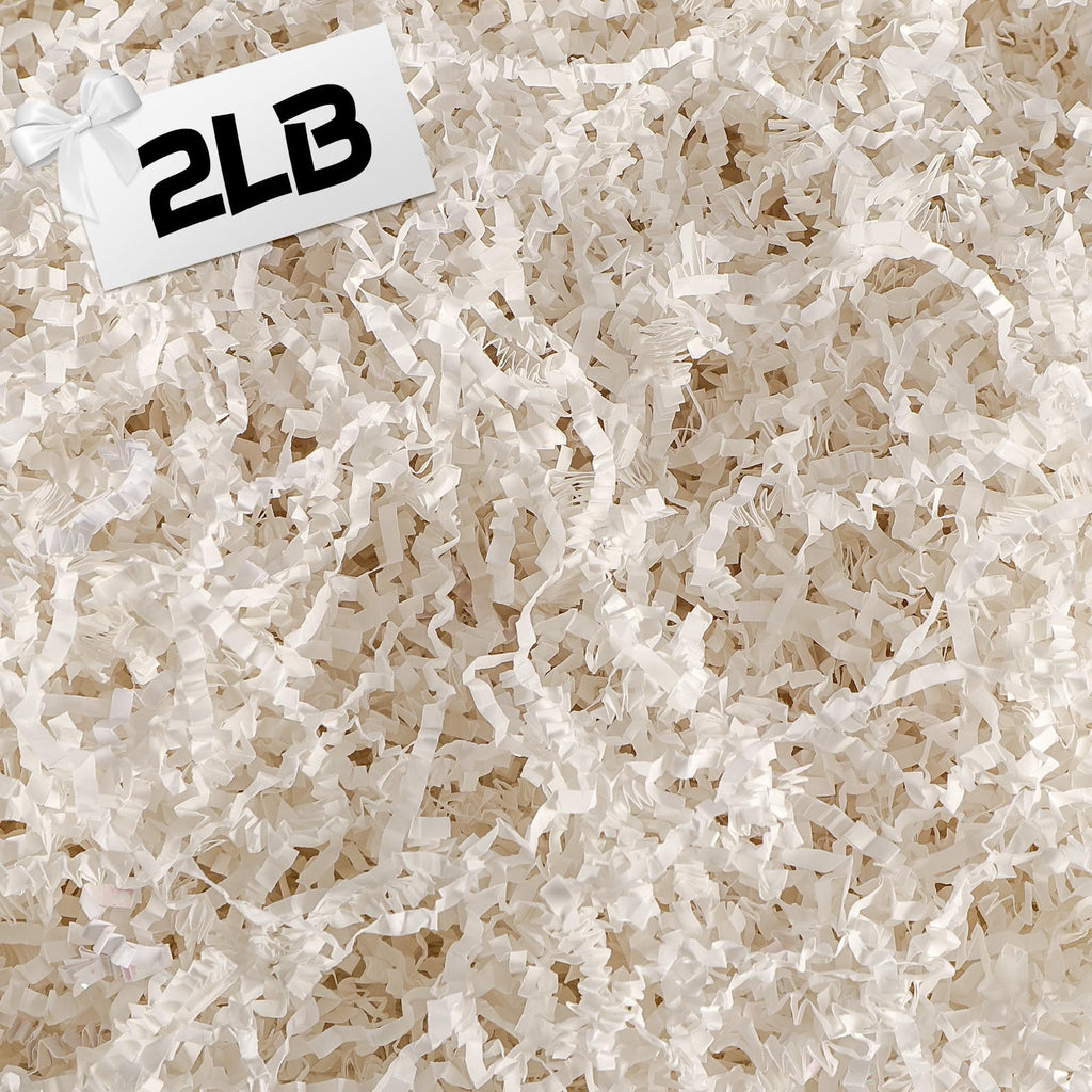 LDIWEE 2 LB White Crinkle Paper Filler Crinkle Cut Paper Shred for Gift Baskets, Gift Wrapping Box Stuffing Filling Holiday Packaging Birthday Christmas (White)