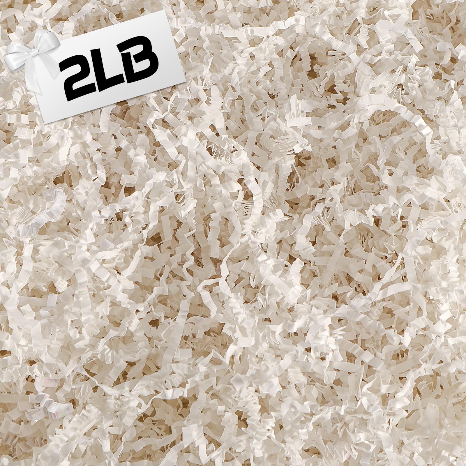 LDIWEE 2 LB White Crinkle Paper Filler Crinkle Cut Paper Shred for Gift Baskets, Gift Wrapping Box Stuffing Filling Holiday Packaging Birthday Christmas (White)