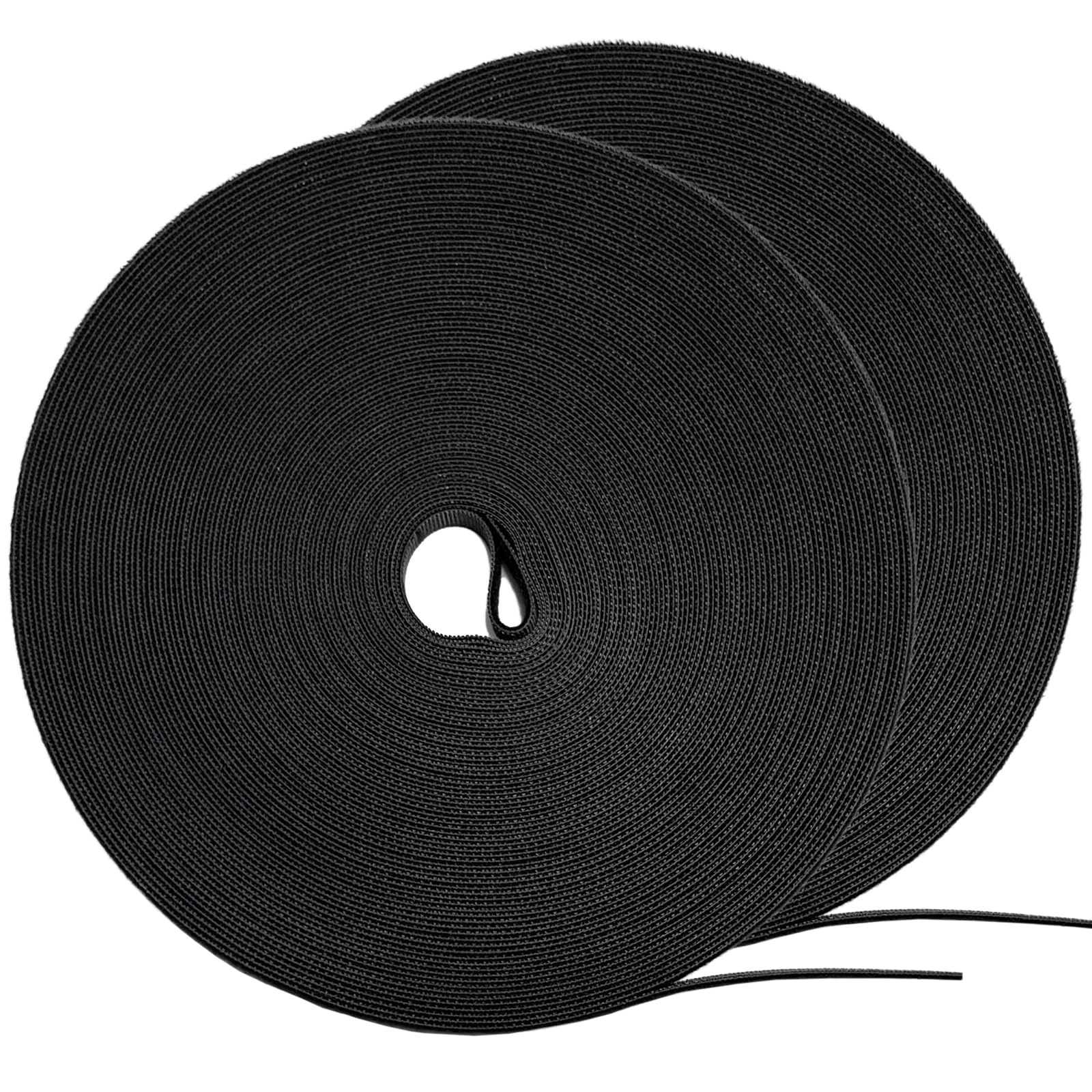 164ft 1/2 inch Fastening Cable Ties, Hitotsu Reusable Hook and Loop Roll, Self-Gripping Bundling Strips for Cord Manage,Home, Office, Electrical Cords, Host Room, Black,2 Roll