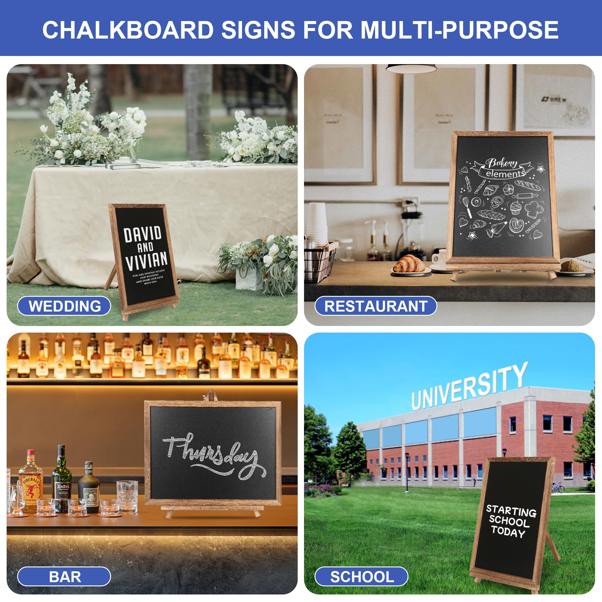 12x16 Inch A Frame Chalkboard Sign Double-Sided Rustic Changeable Felt Letter Board Chalkboard Menu for Restaurants, Weddings, Baby Announcement Board (Brown)