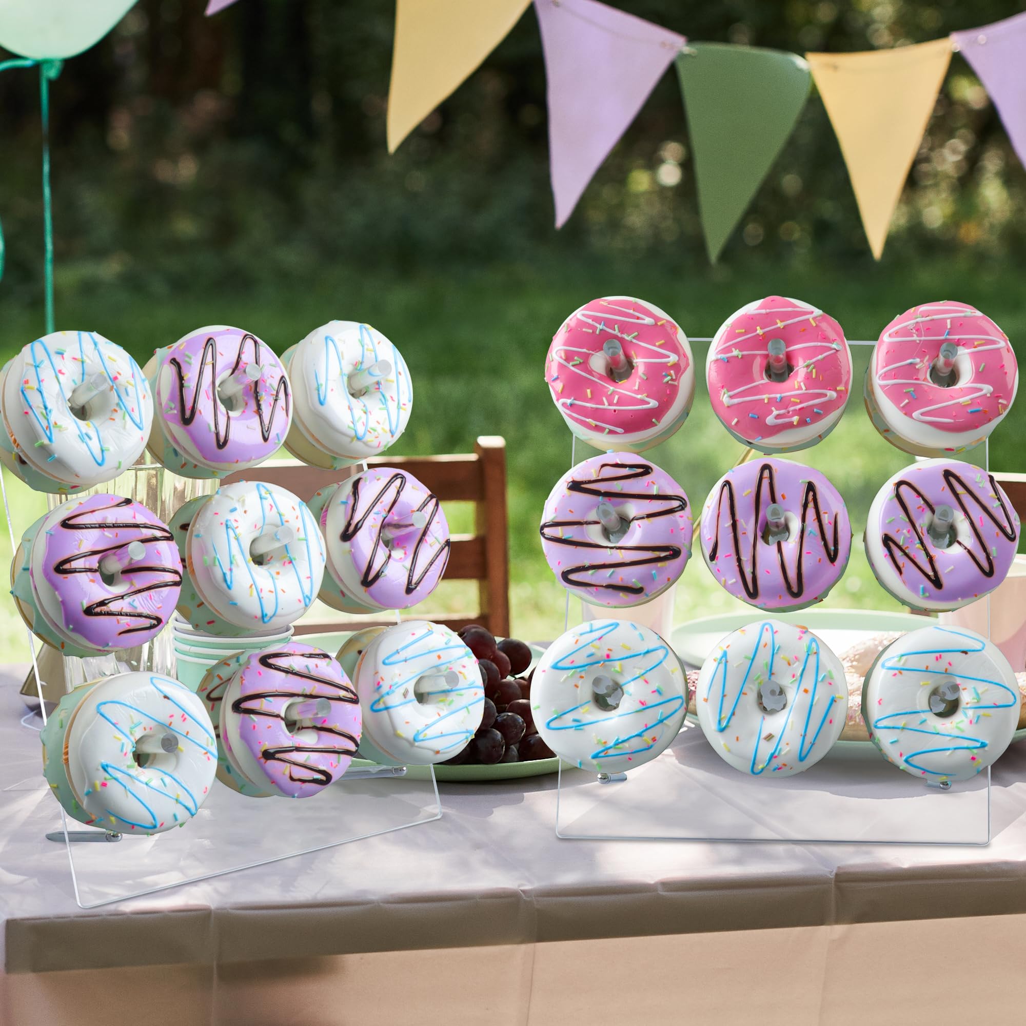 LoveDisplay donut wall, 2 Pack Acrylic Donut Stand, Clear Donut Stands for Dessert Table, 12" X 10'' Donut Wall Display Stand for Birthday, Wedding, Baby Shower, Christmas, Party
