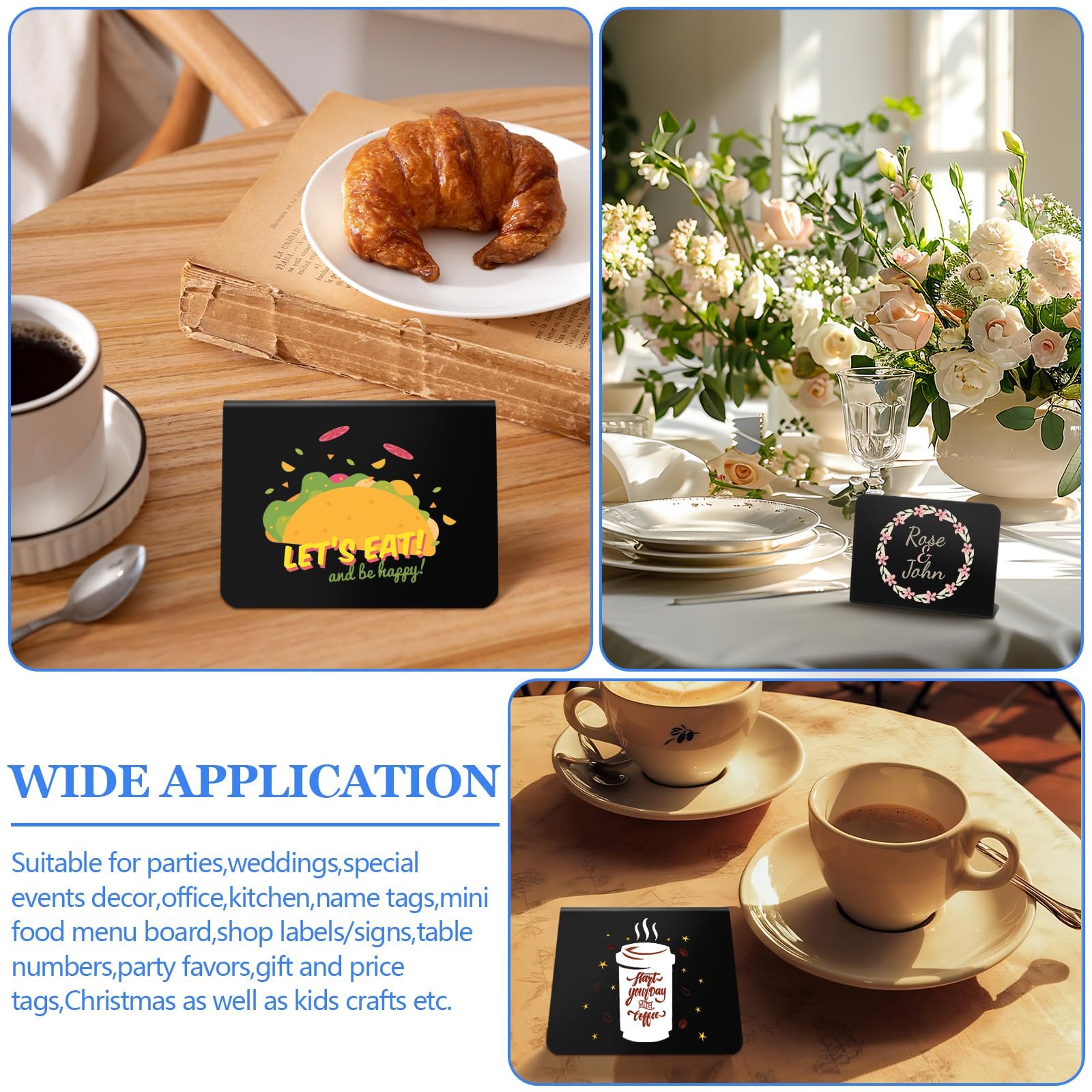 PIAOPIAONIU 36 Pcs 3x4 Inch Small Chalkboards Sign Rectangle L-Shaped Mini Chalk Board Reusable Tabletop Message Black Food Labels for Carnival Wedding Party Buffet Shop