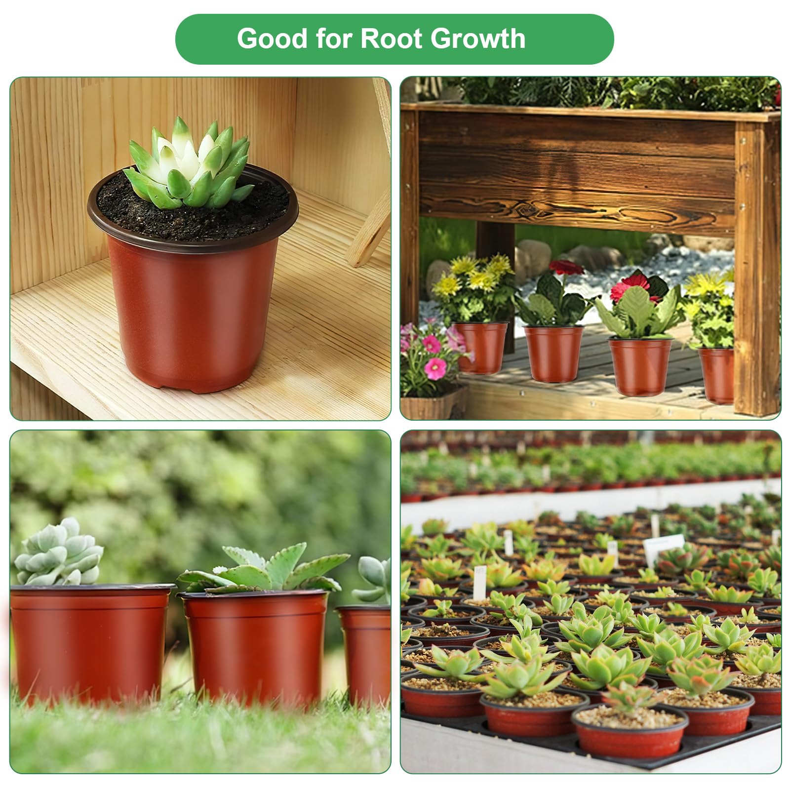 Nursery Pots, PEYOU 100 Pack 4" Plastic Plant Pots, Plant Flower Seedling Pots, Reusable Seed Starting Pots for Seedlings Transplanting Small Plants Growing