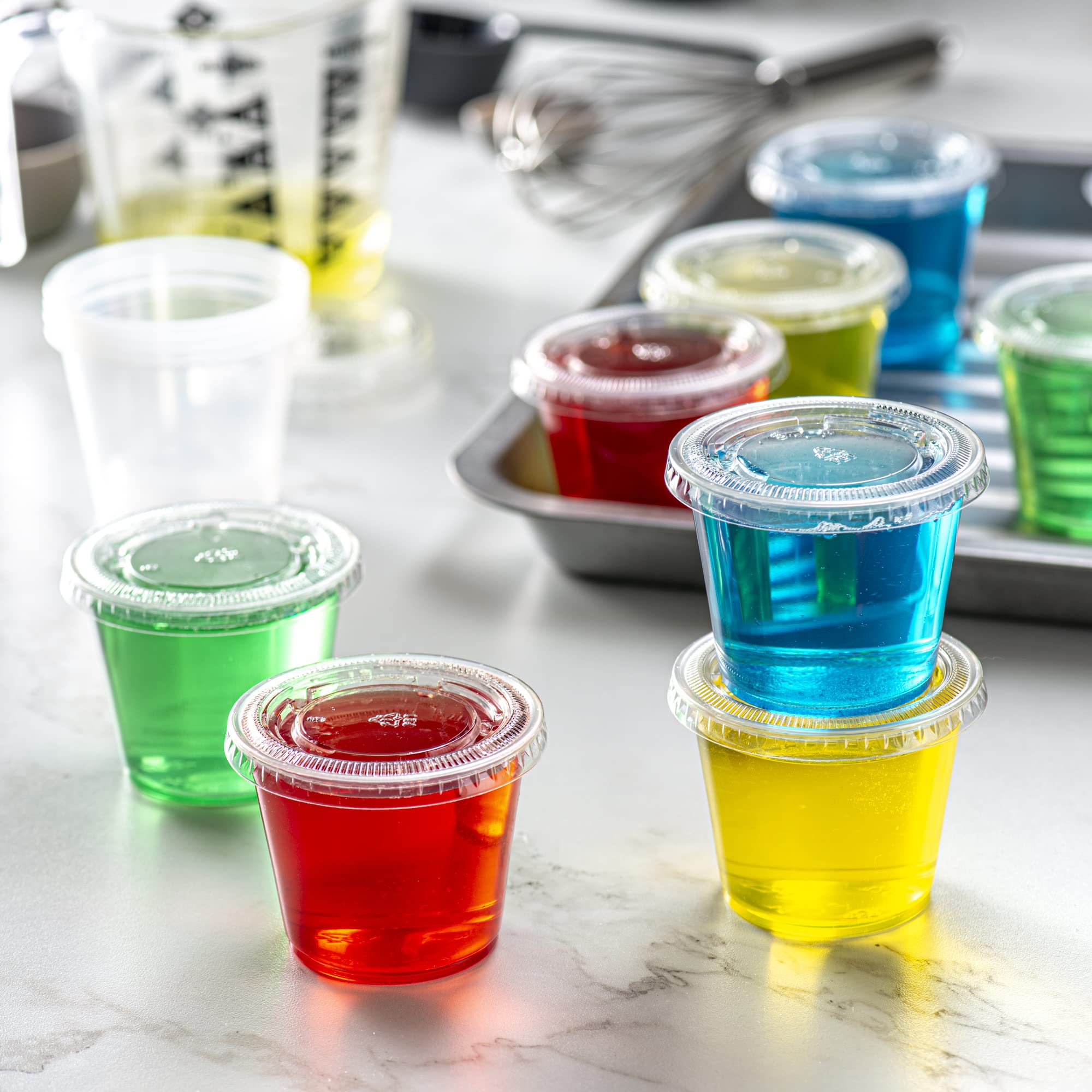 Pantry Value [5.5 oz. - 100 Count] Clear Disposable Portion Cups with Lids - Soufflé Containers, Jello Shot Cups with Lids, Containers Perfect for Salad Dressing and More