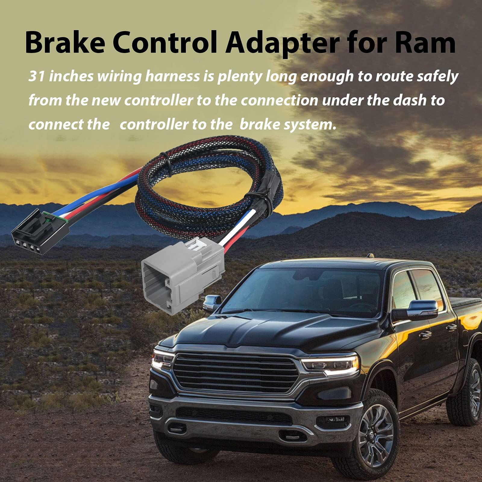 Oyviny Brake Control Wiring Adapter for 2015-2022 Ram 1500/Ram 2500/Ram 3500/Ram 1500 Classic 2019-2021, Plug in Brake Controller Wiring Harness for 2016-2021 Ram 4500/Ram 5500 31 Inches