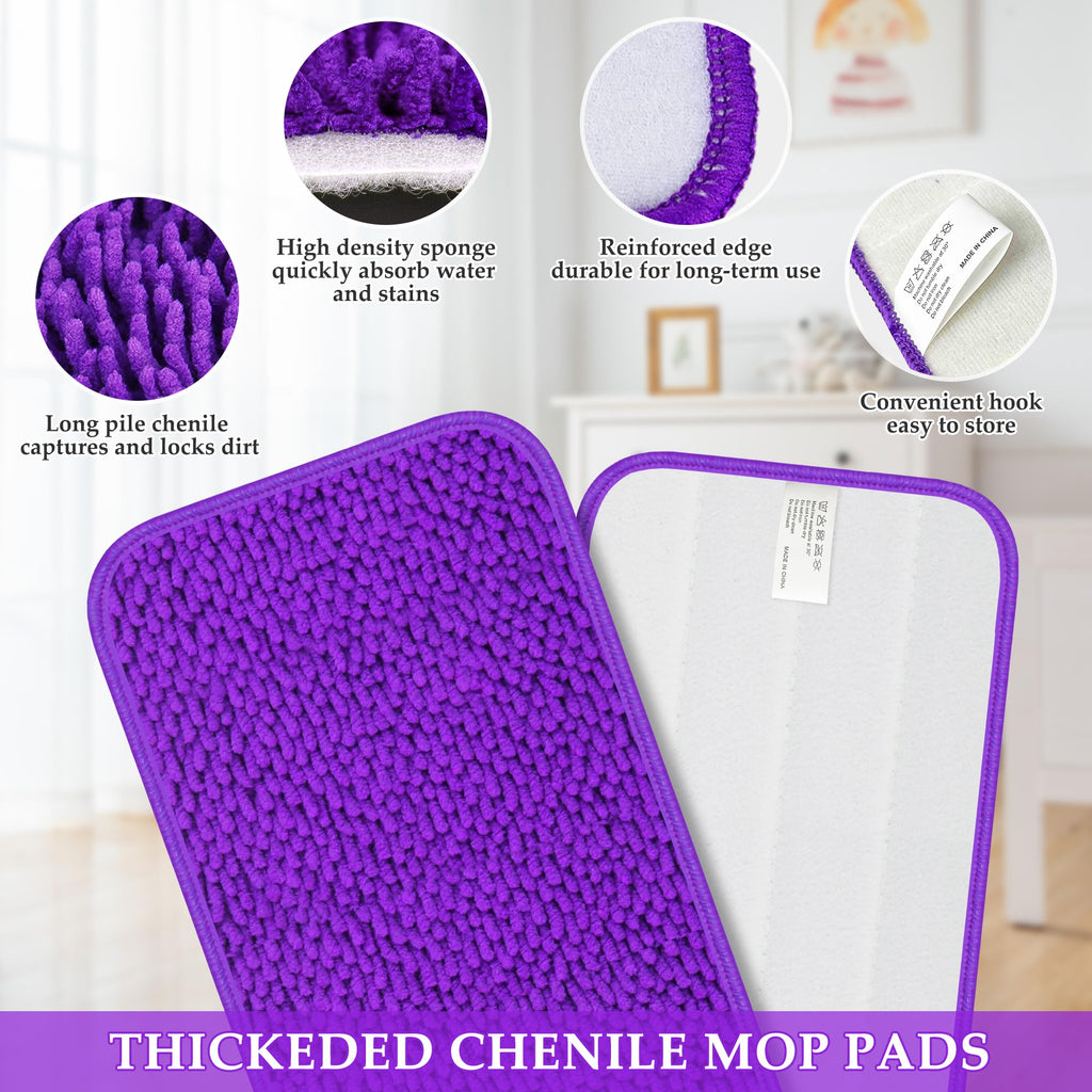 6 Pack Reusable Mop Pads Compatible with Swiffer Powermop, Papclean Power Mop Refills Microfiber Mopping Pads for Powermop Multi-Surface & Powermop Wood Kit All Types of Floor Cleaning, Purple