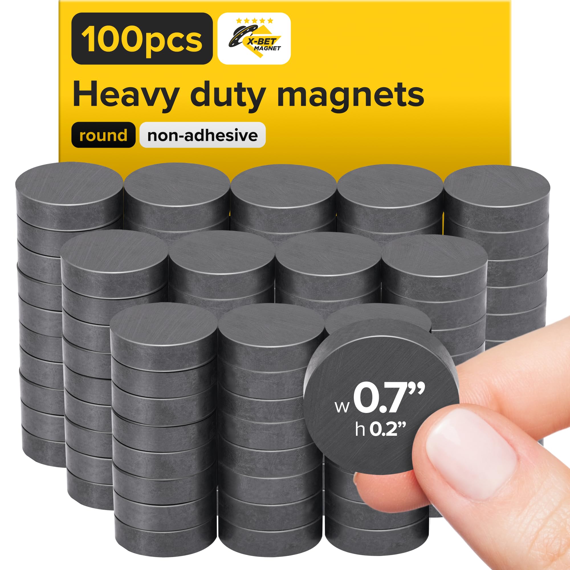 Ultra-Strong Ceramic Round Magnets (0.7x0.2/18x5mm, 100 pcs) - Heavy Duty Magnets, Non-Corrosive, High Thermal Resistance, Versatile for Home, Office, Workshop, Whiteboard, Fridge and Hobby Use