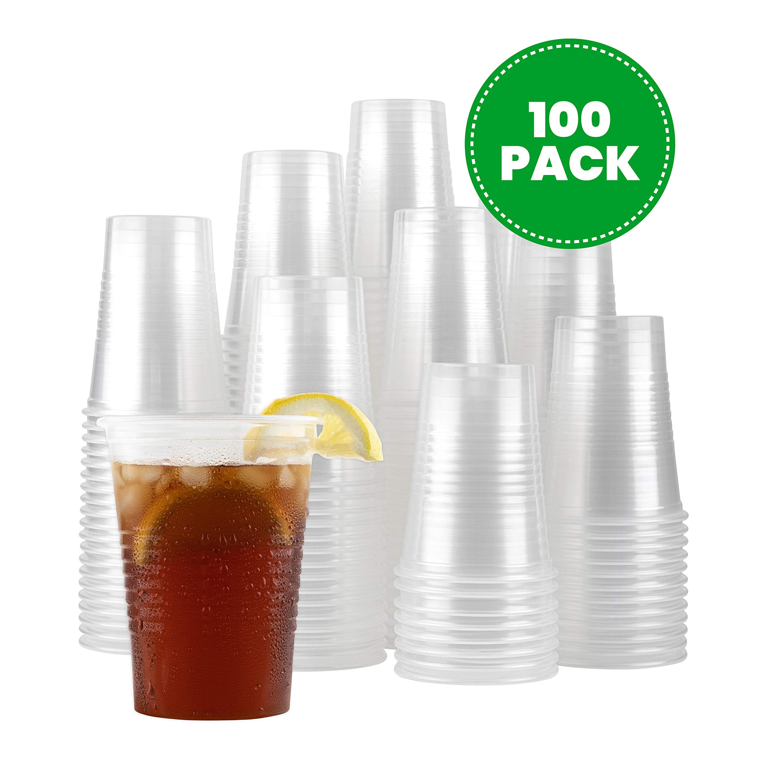 Plasticpro Plastic Disposable Drinkng Cps Durable Clear reusable (100, 16 Ounce)