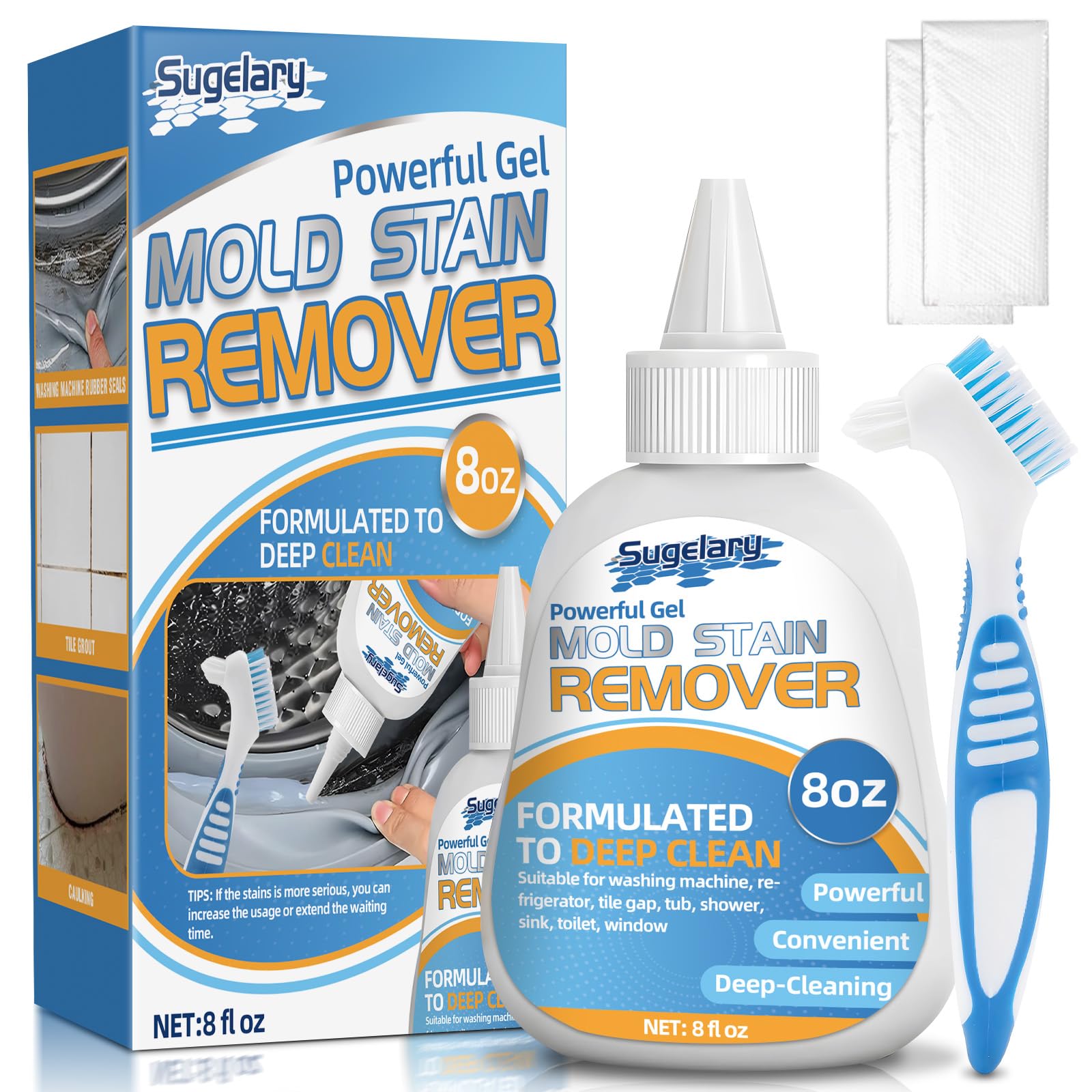 Home Stain Cleaner, Washing Machine Cleaner for Front Loader Seal, Home Remover Gel for Bathroom Grout, Sink, Shower, Caulk, Front Load Washer Cleaning Solution-8 fl oz