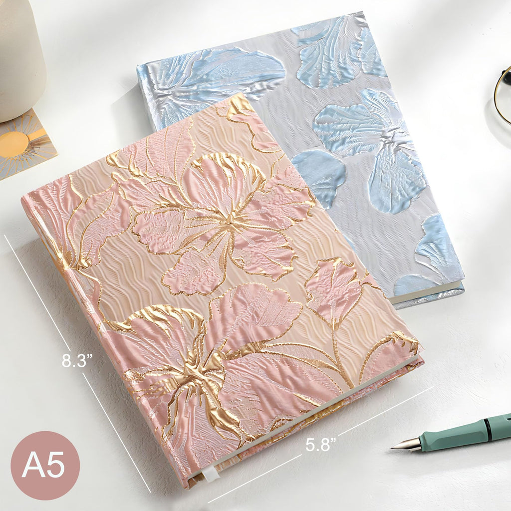 ipoul Floral Journal for women, Hardcover Notebook, A5, 6x8, Ruled Pages, Lay Flat, Pretty Journal, Lily Flower, Pink, can be Reading Journal, Writing Notebook, Self Love Journal, Personal Journal