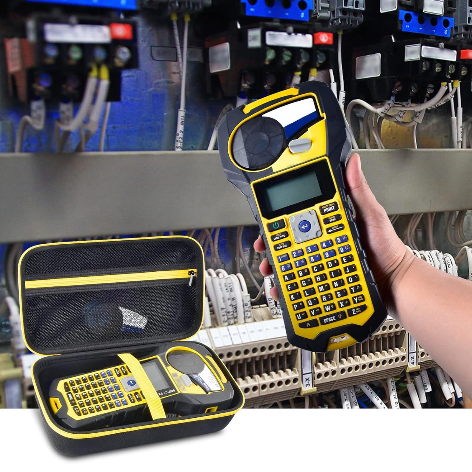 Case Compatible with Brady M210/ BMP21-PLUS/ M210 LAB Handheld Label Printer. Sticker Maker Portable Storage Holder Bag with Pocket for Brady Authentic Labels, USB Cable and Accessories (Box Only)