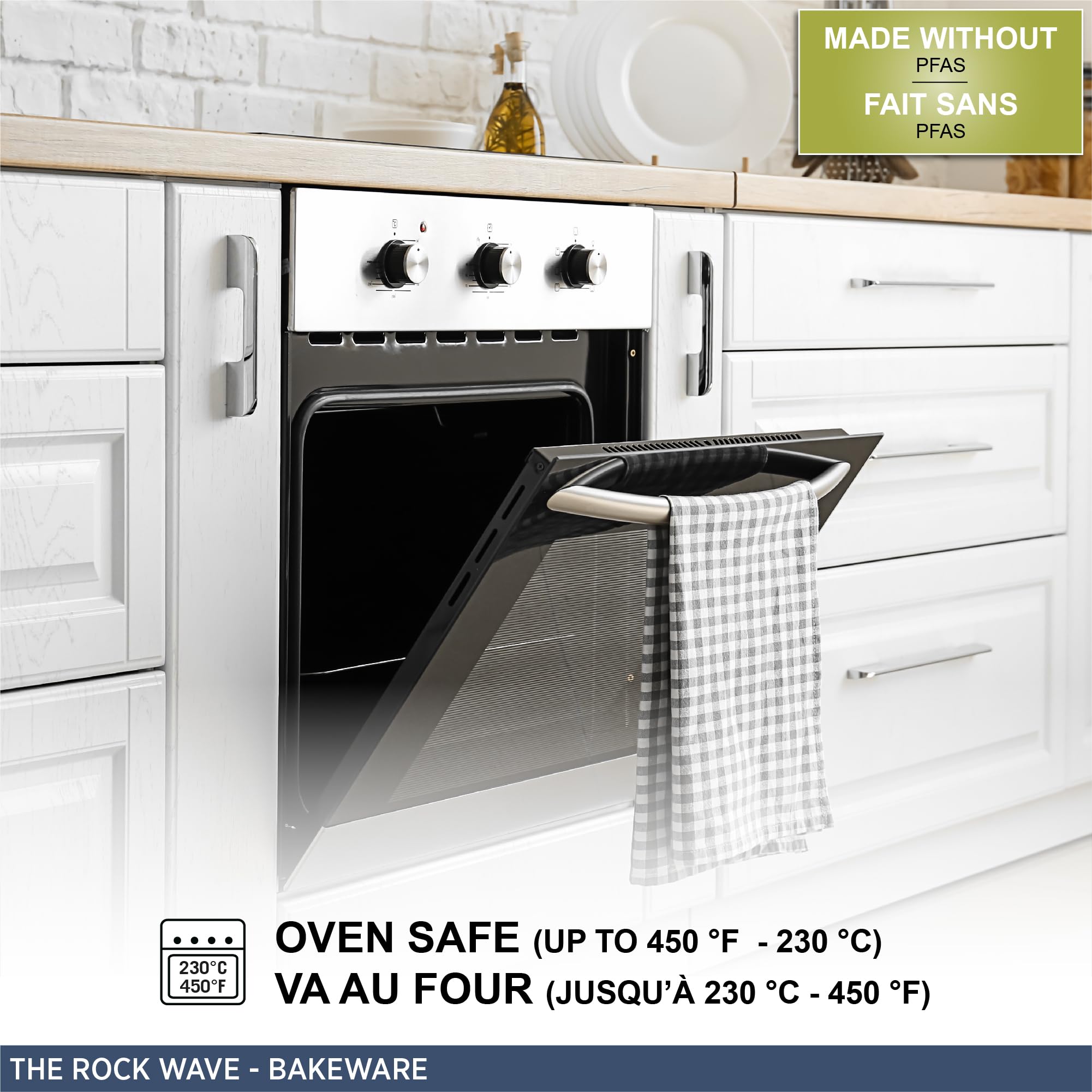 Starfrit The Rock Wave 12 Cup Non-Stick Muffin Pan - Durable Carbon Steel - Oven Safe - PFOA Free - Easy to Clean - Silver