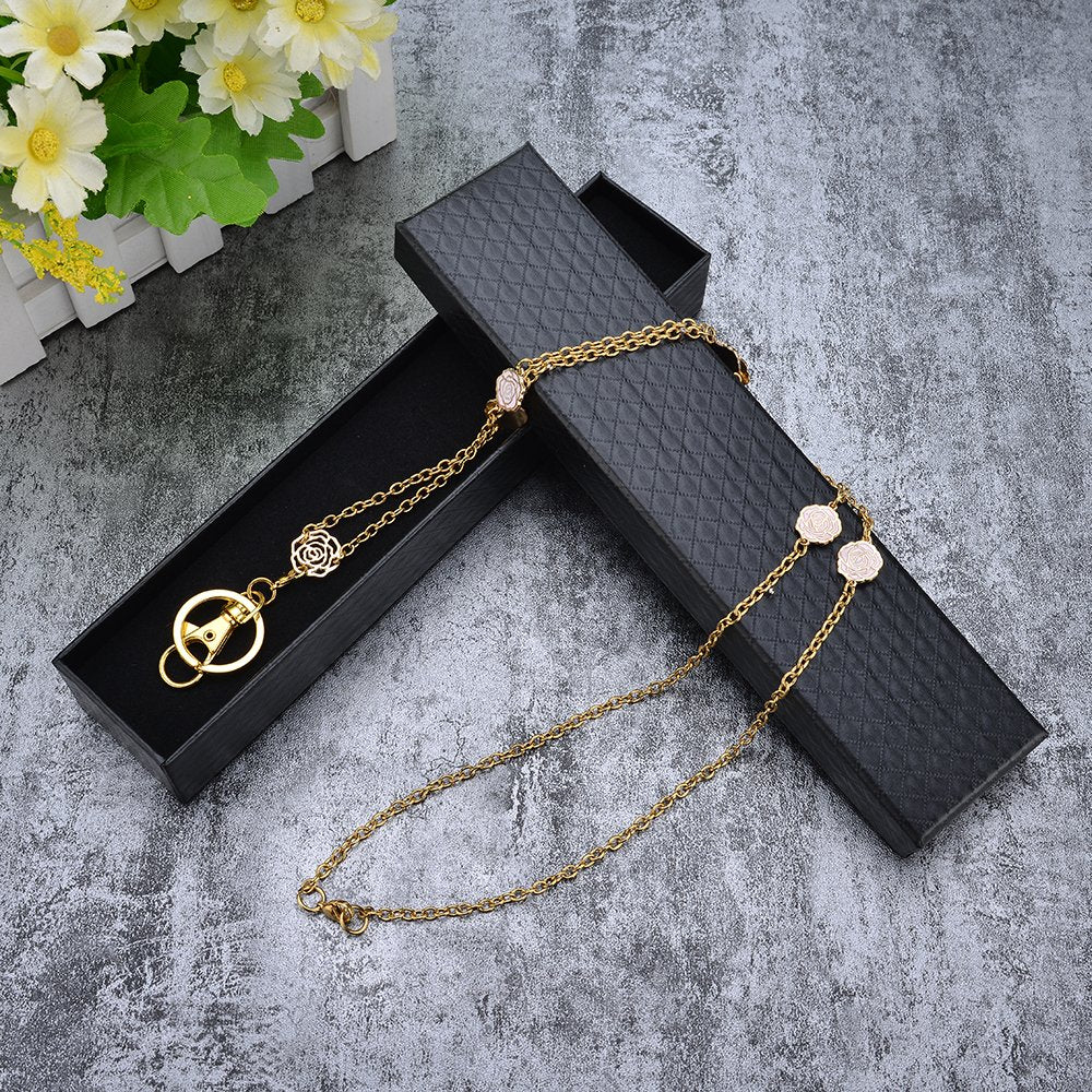 LUXIANDA Id lanyard for women, Perfect for Employee Id Badges and Keys, Perfect for Nurses and Teachers, office glasses, Stainless steel chain