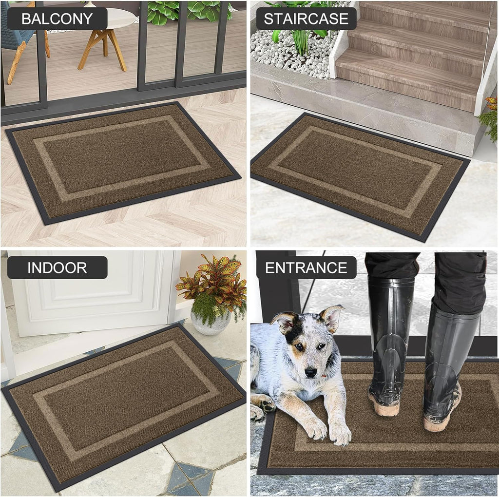 Arotive Front Door Mat Outdoor Indoor Entrance, Non Slip Heavy Duty Sturdy Natural Rubber Mat, Durable & Fade Resistant, Easy Clean Low Profile Welcome Mat for Entryway and Patio, 30 x 17, Brown