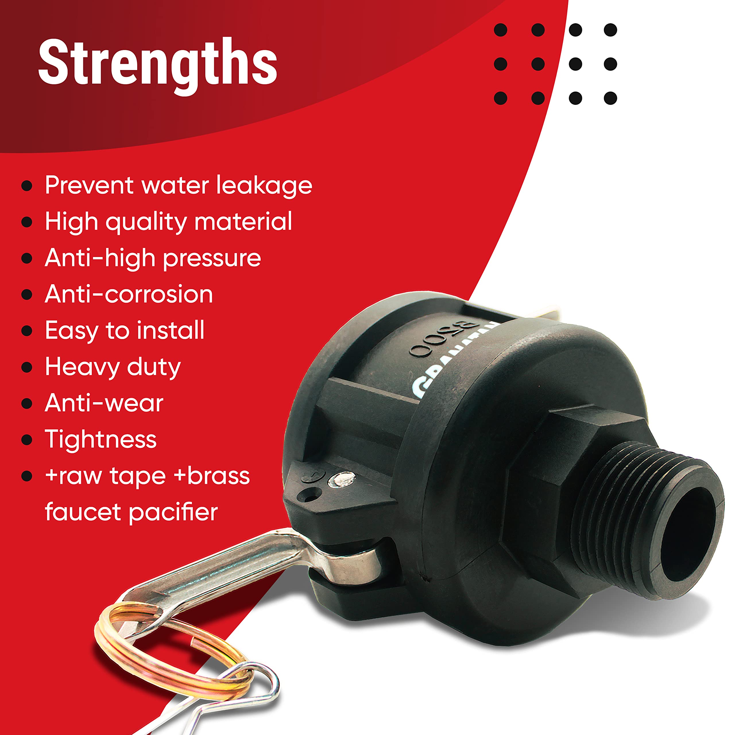 IBC Tote Fittings for 275 330 Gallon Tank - 2 Inch Cam Lock Adapter - 3/4 Inch Male Garden Thread - Food Grade Camlock for Garden Hose