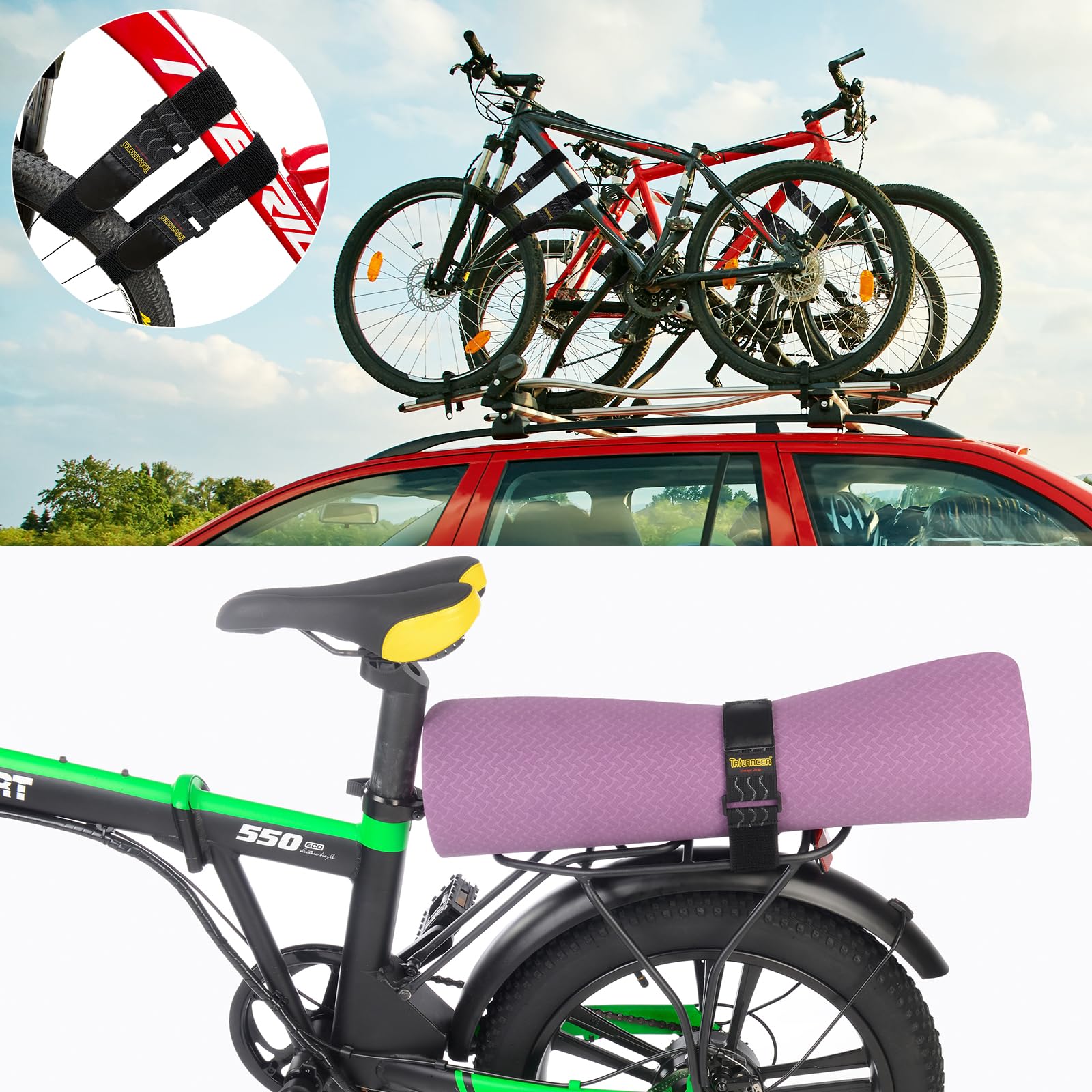 Elastic Cinch Straps 46cm x 5 cm (8 Pack) with Anti-Slip Silicone, Multipurpose Hook and Loop Storage Straps, Bundling Bands for Bike, RV, Boat,Garden, Extension Cords,Cables,Ropes, Hoses Organization