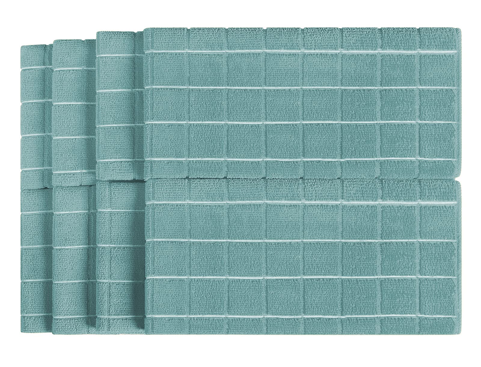 Microfiber Dish Towels - Soft, Super Absorbent and Lint Free Kitchen Towels - 8 Pack (Lattice Designed Lake Blue Colors) - 26 x 18 Inch