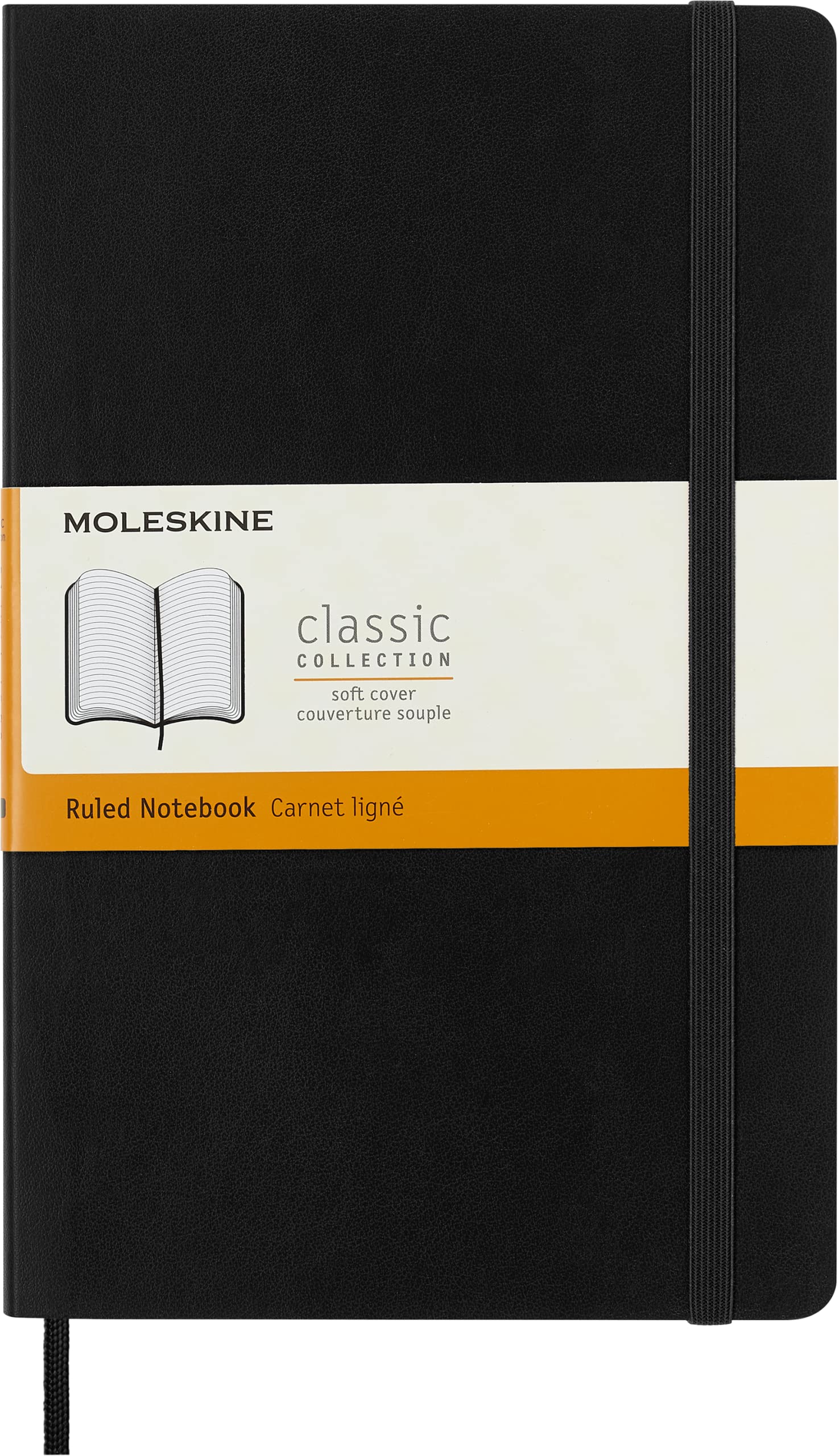 Moleskine Classic Notebook, Soft Cover, Large (5" x 8.25") Ruled/Lined, Black, 240 Pages