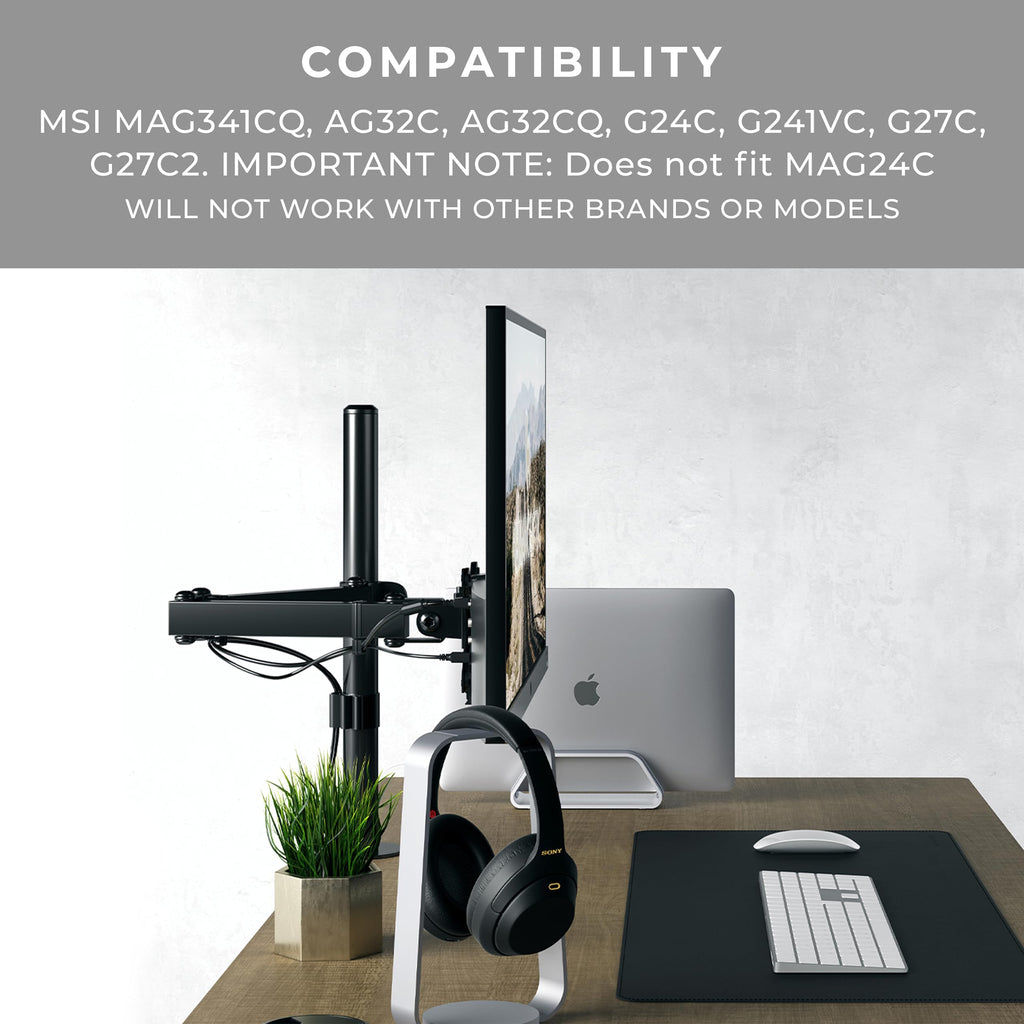 HumanCentric VESA Mount Adapter Compatible with MSI Optix MAG341CQ, AG32C, AG32CQ, G24C, G27C, G27C2 Monitors, Does Not Fit MAG24C, for 75x755 and 100x100mm Patterns
