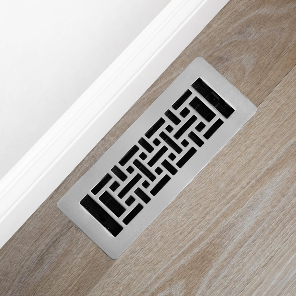 Decor Grates LAJH310-NKL Oriental *NEW* Low Profile Floor Register, 3x10 Inches, Brushed Nickel