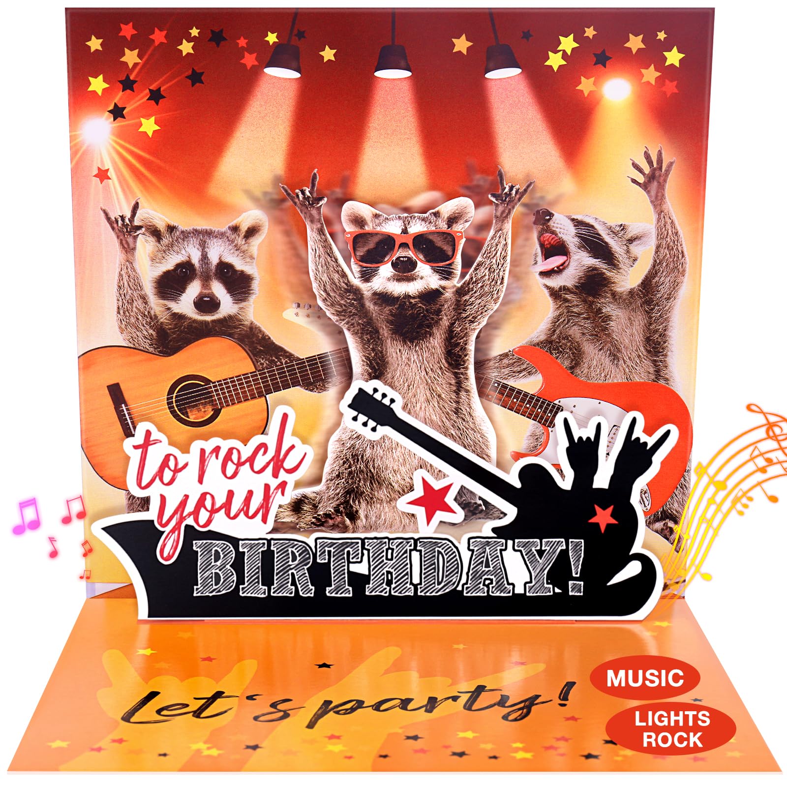 FITMITE Birthday Cards, Funny MUSICAL&SHAKING Raccoon Pop-up Greeting Card Birthday Gifts for Women Men Husband Wife Kids