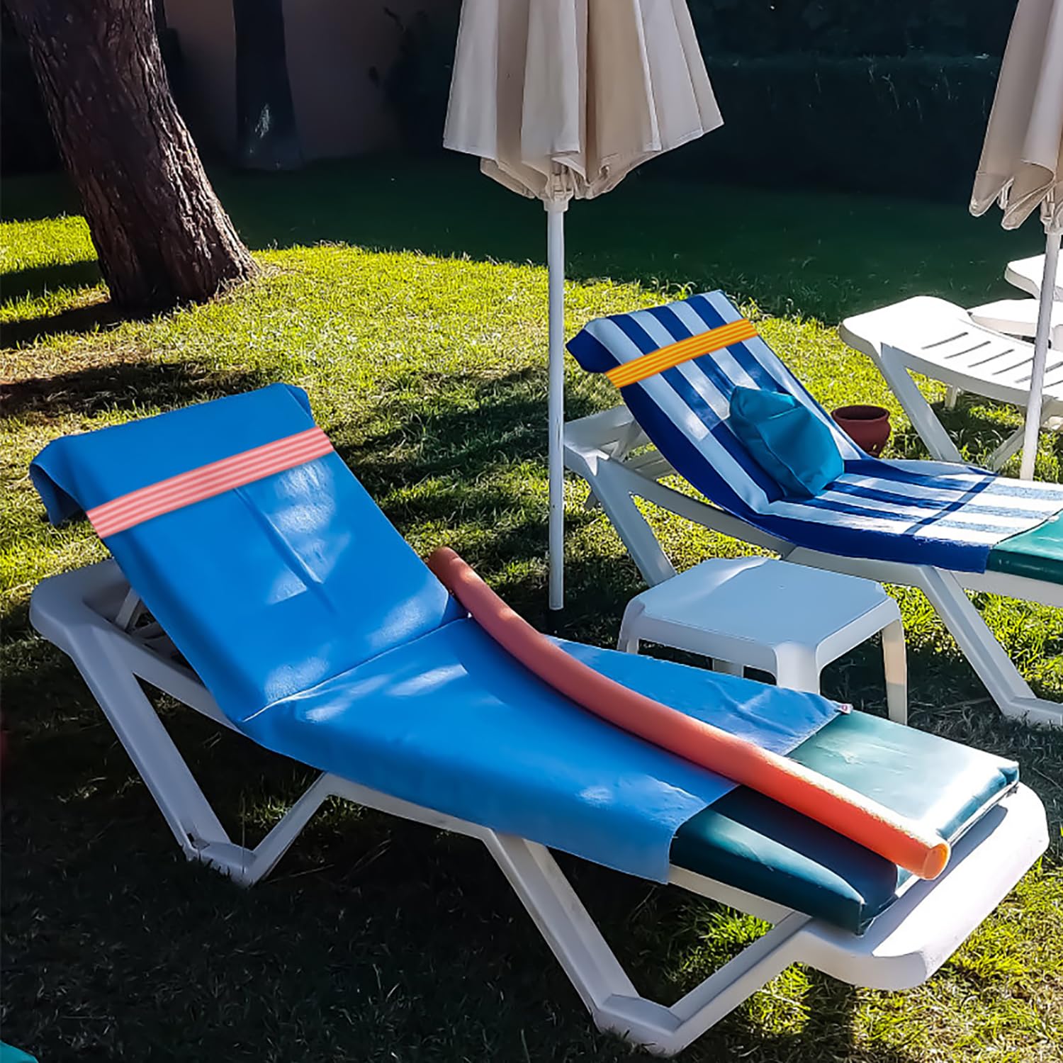 8Pcs Towel Bands for Beach Chairs HADEEONG Towel Clips Elastic Towel Holder Strap for Lounge Beach Pool Cruise Chairs Summer Beach Trip Essentials