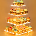 Weddingwish Pastry Stand 4 Tier Acrylic Cupcake Display Stand Cake Stand Dessert Stand Cupcake holder Pastry serving platter Candy Bar Party Décor Wedding Birthday Holidays，Christmas