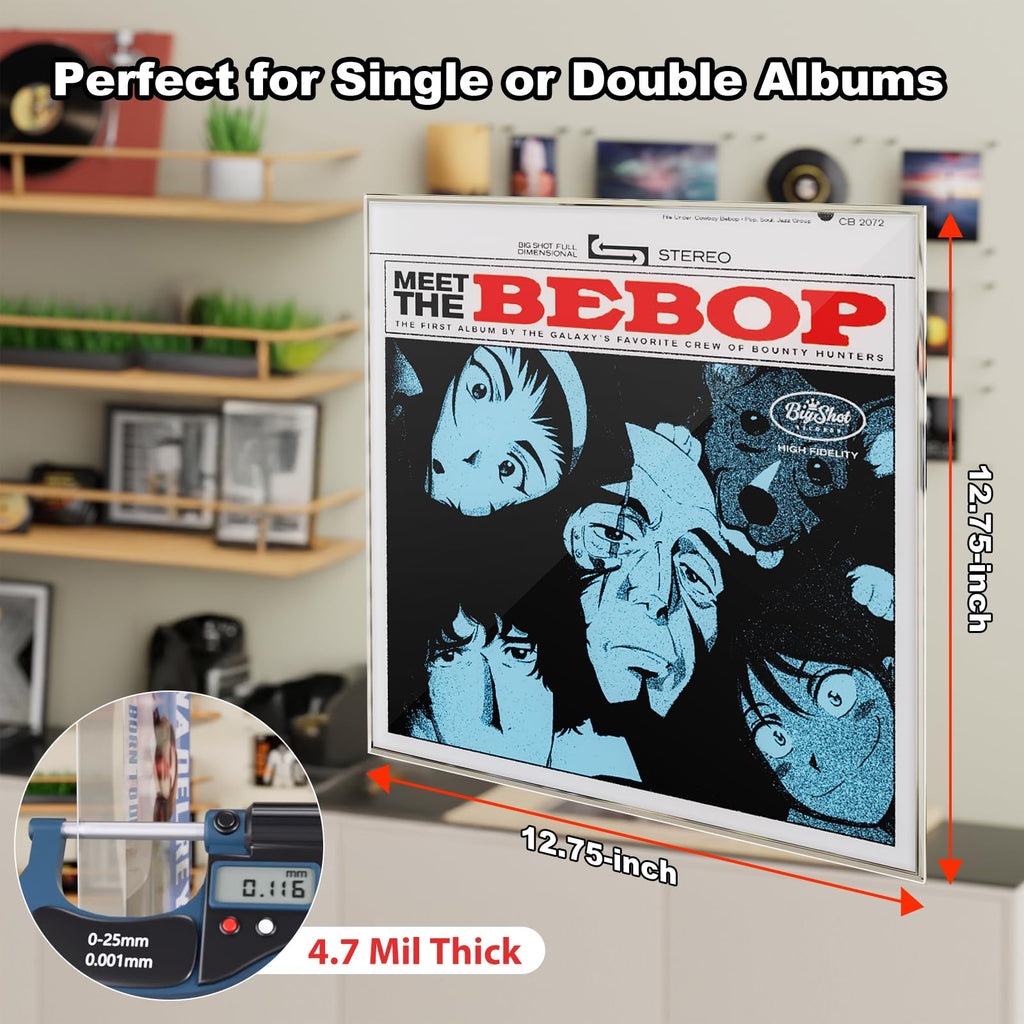 60 Vinyl Record Sleeves Outer, 4.7 Mil Crystal Clear Vinyl Record Sleeves, 12.75'' x 12.75'' Record Sleeve Compatible with Single and Double LP Album Covers