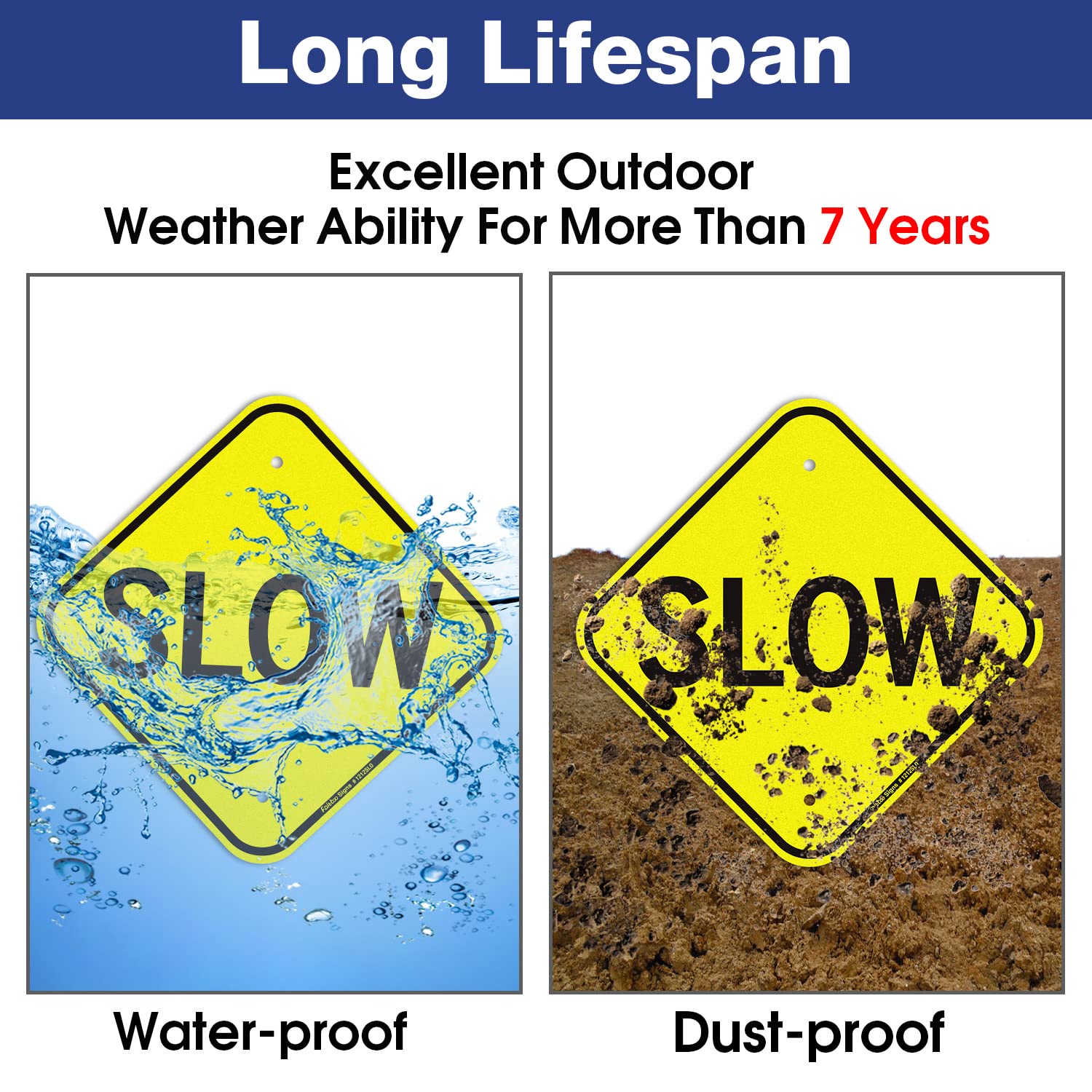Faittoo Slow Sign, 2-Pack 12 x 12 Inch Reflective Rust Free Aluminum Traffic Signs, UV Protected, Weather/Fade Resistant, Easy to Install and Read, Indoor/ Outdoors Use