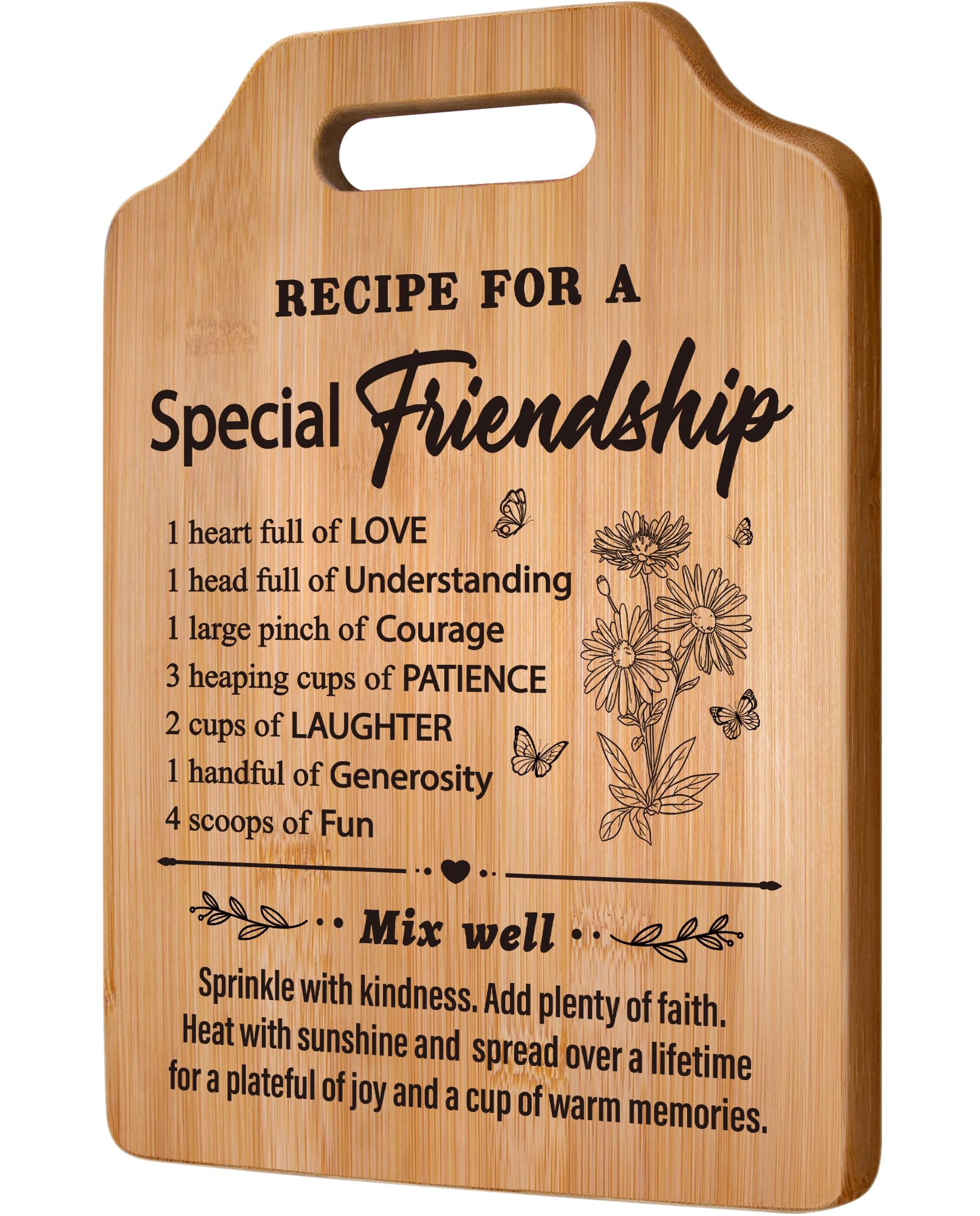 Milcier Birthday Gifts Women Friendship, Unique Bamboo Cutting Board for Best Friend, BFF, Bestie Gifts for Woman Birthday